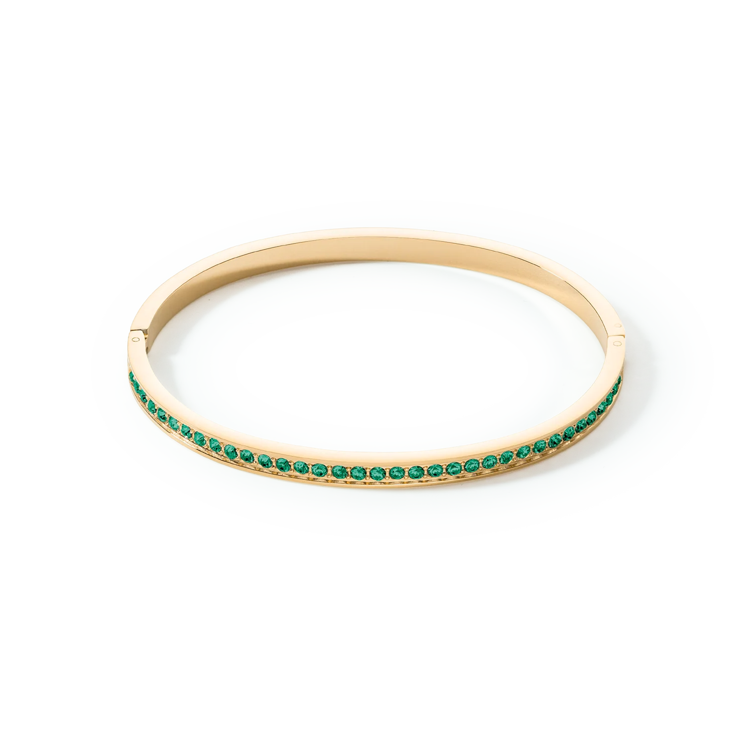 Bangle stainless steel & crystals gold dark green 17