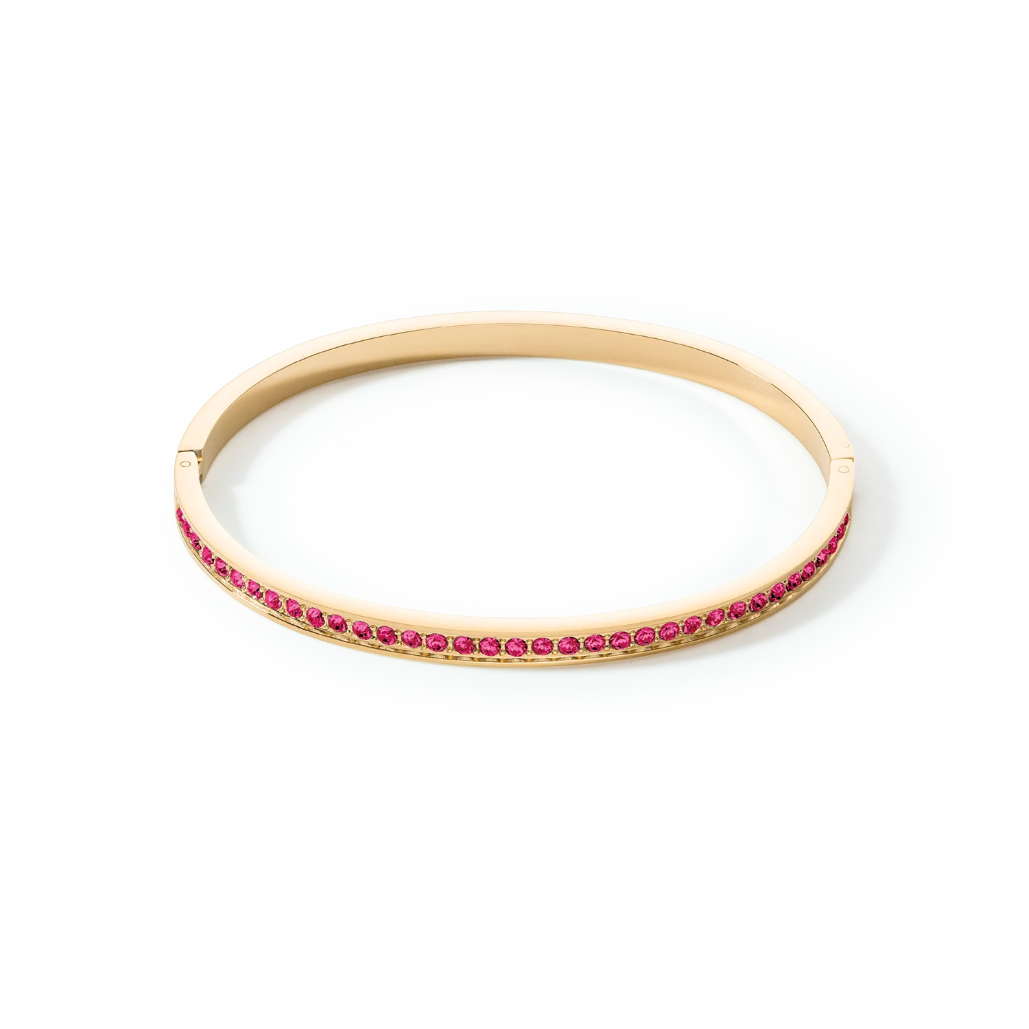 Bangle stainless steel & crystals gold pink 17