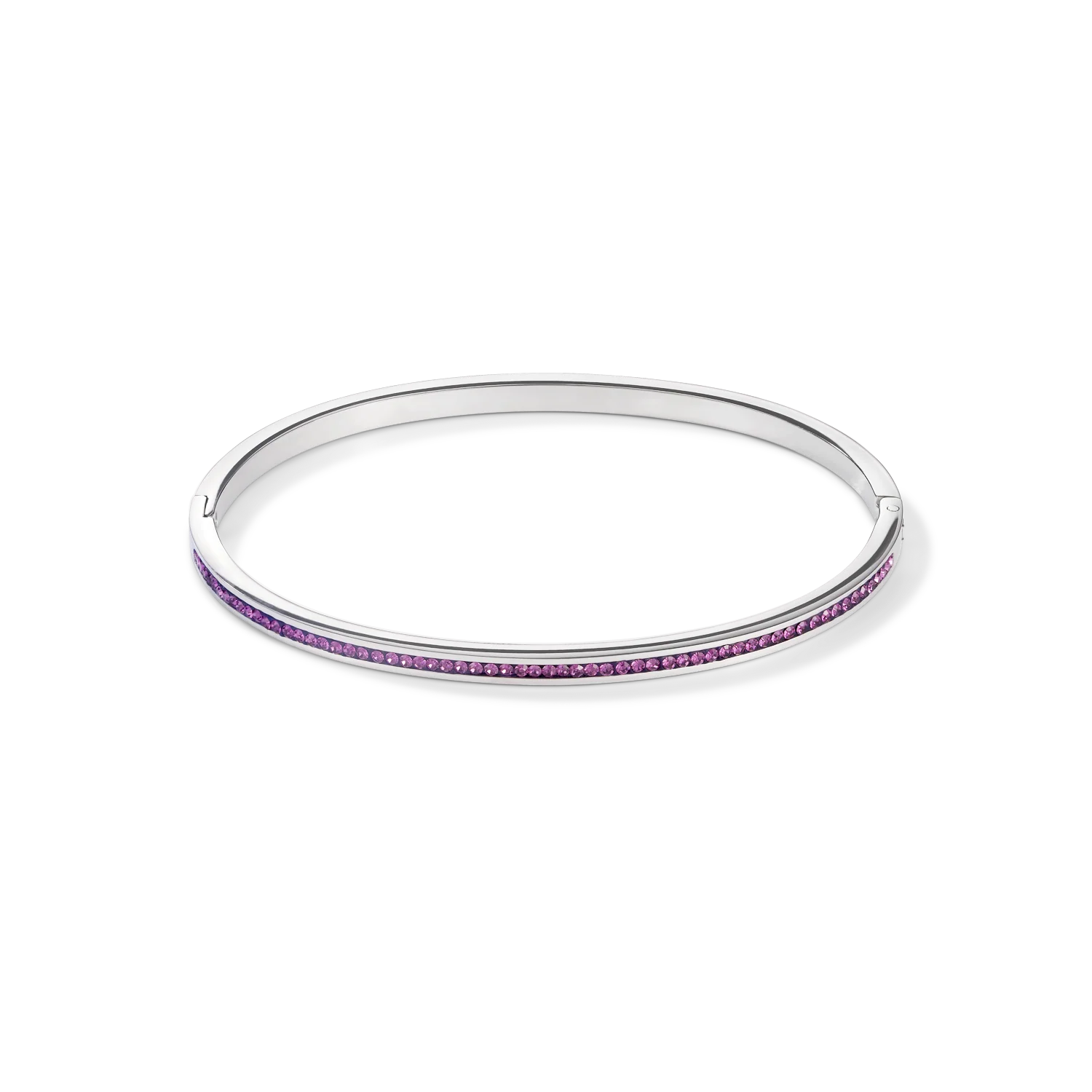 Bangle stainless steel silver & crystals pavé amethyst