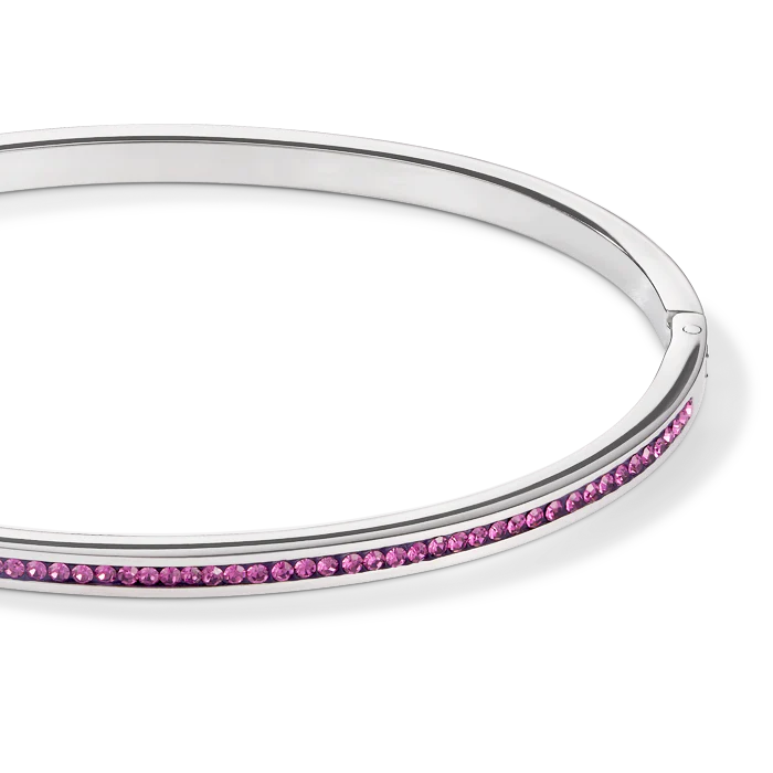 Bangle stainless steel silver & crystals pavé amethyst - Image 2