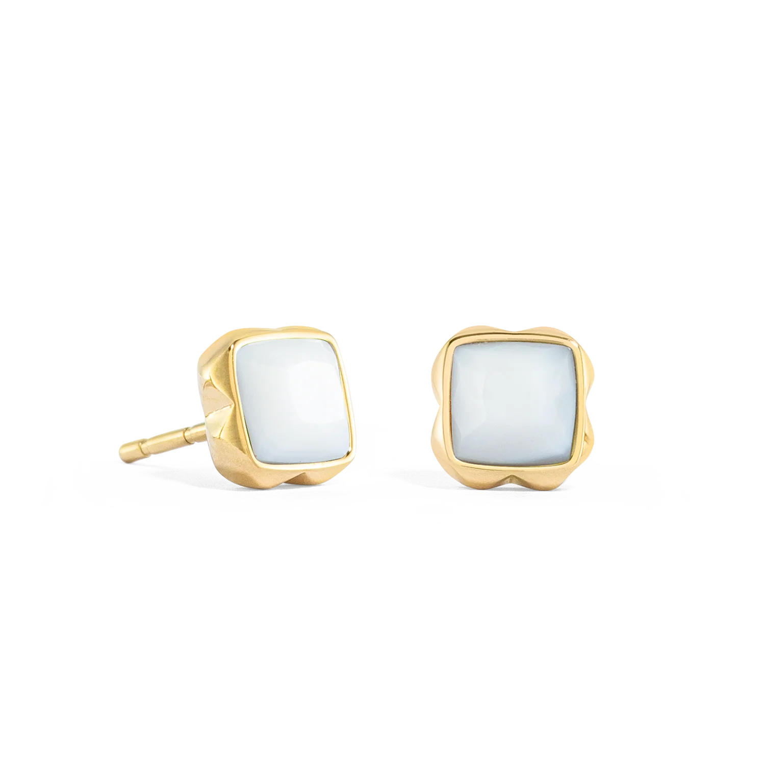 Birthstone April Earrings White Quartz Gold