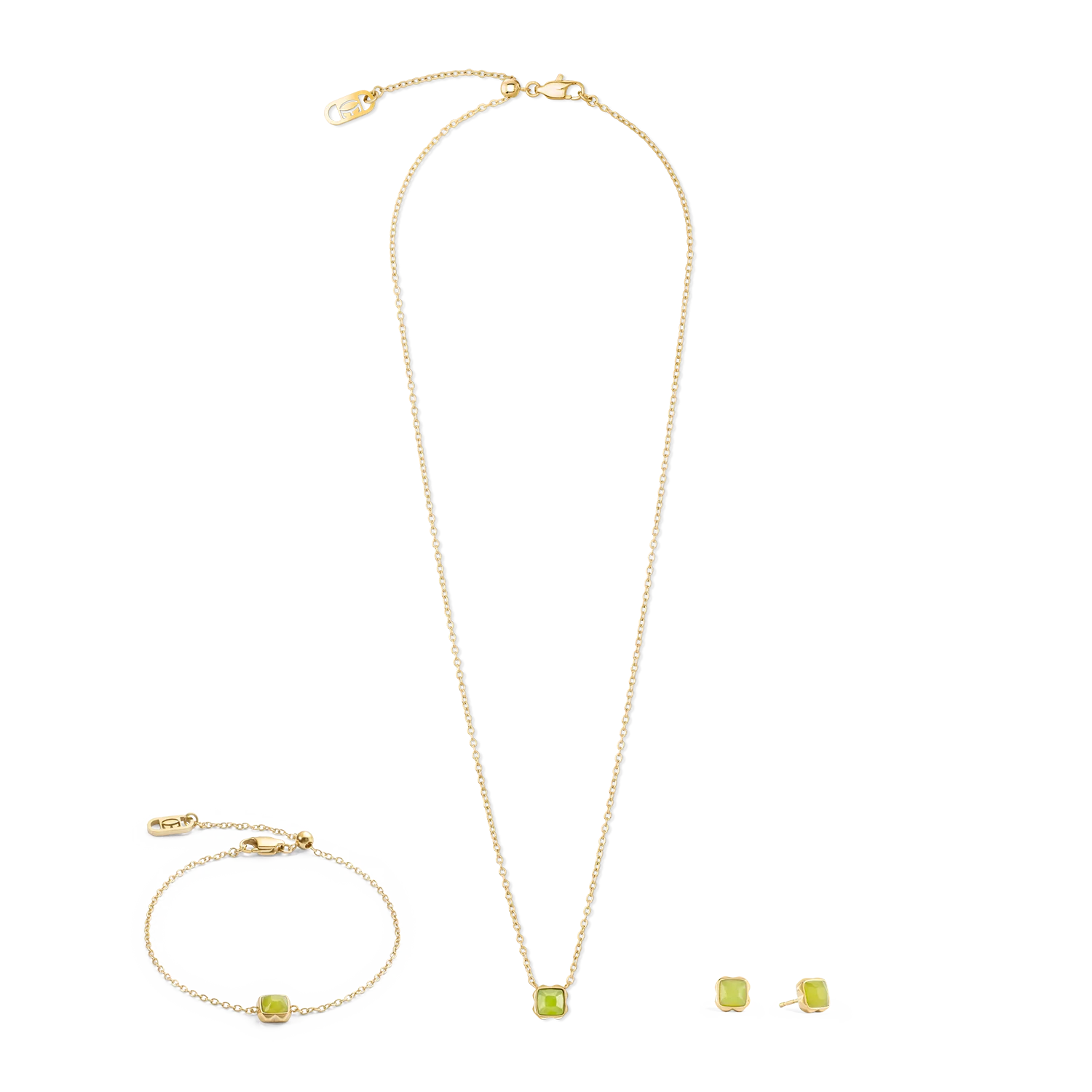 Birthstone August Earrings Green Jade Gold - Image 3