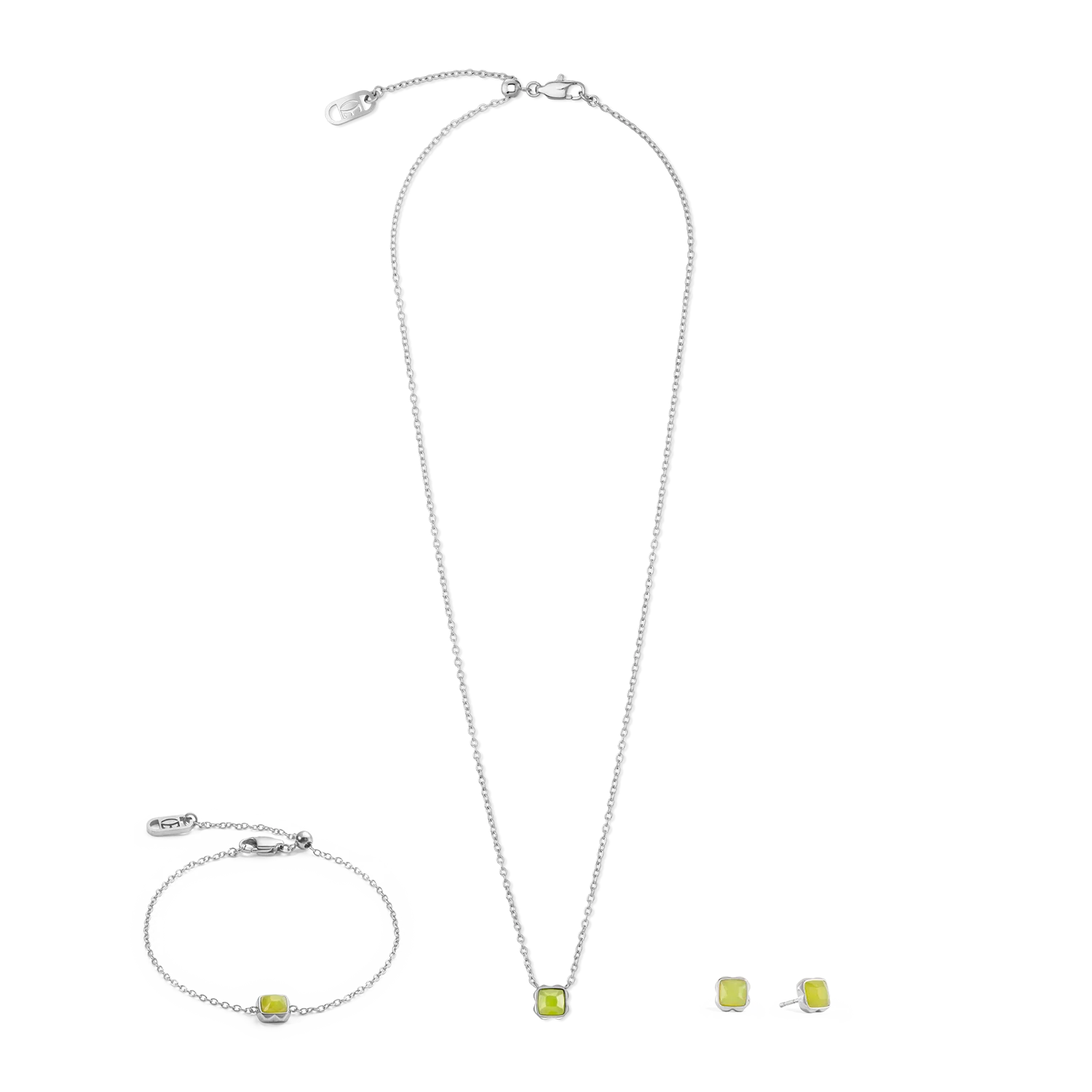 Birthstone August Earrings Green Jade Silver - Image 3