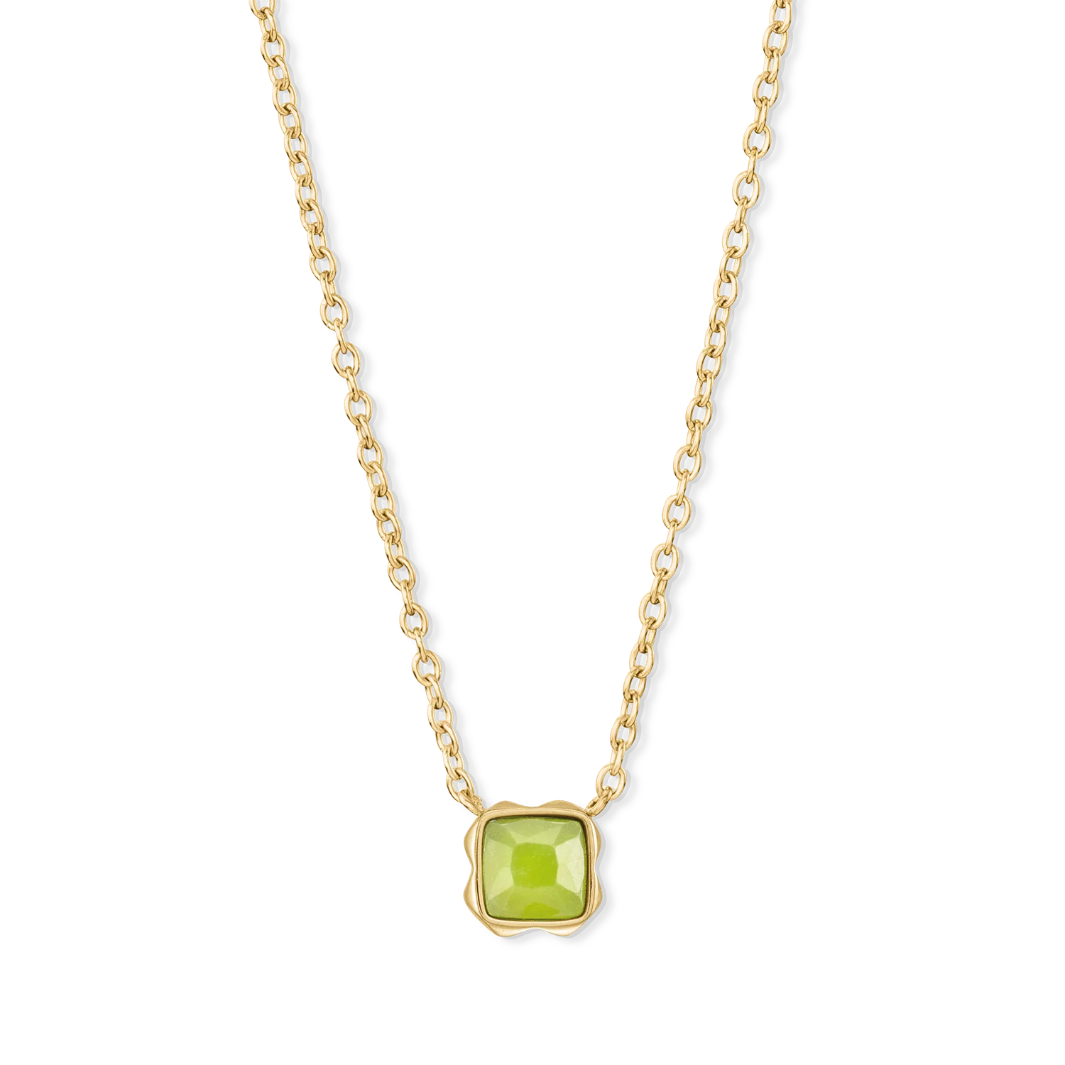 Birthstone August Necklace Green Jade Gold - Image 2