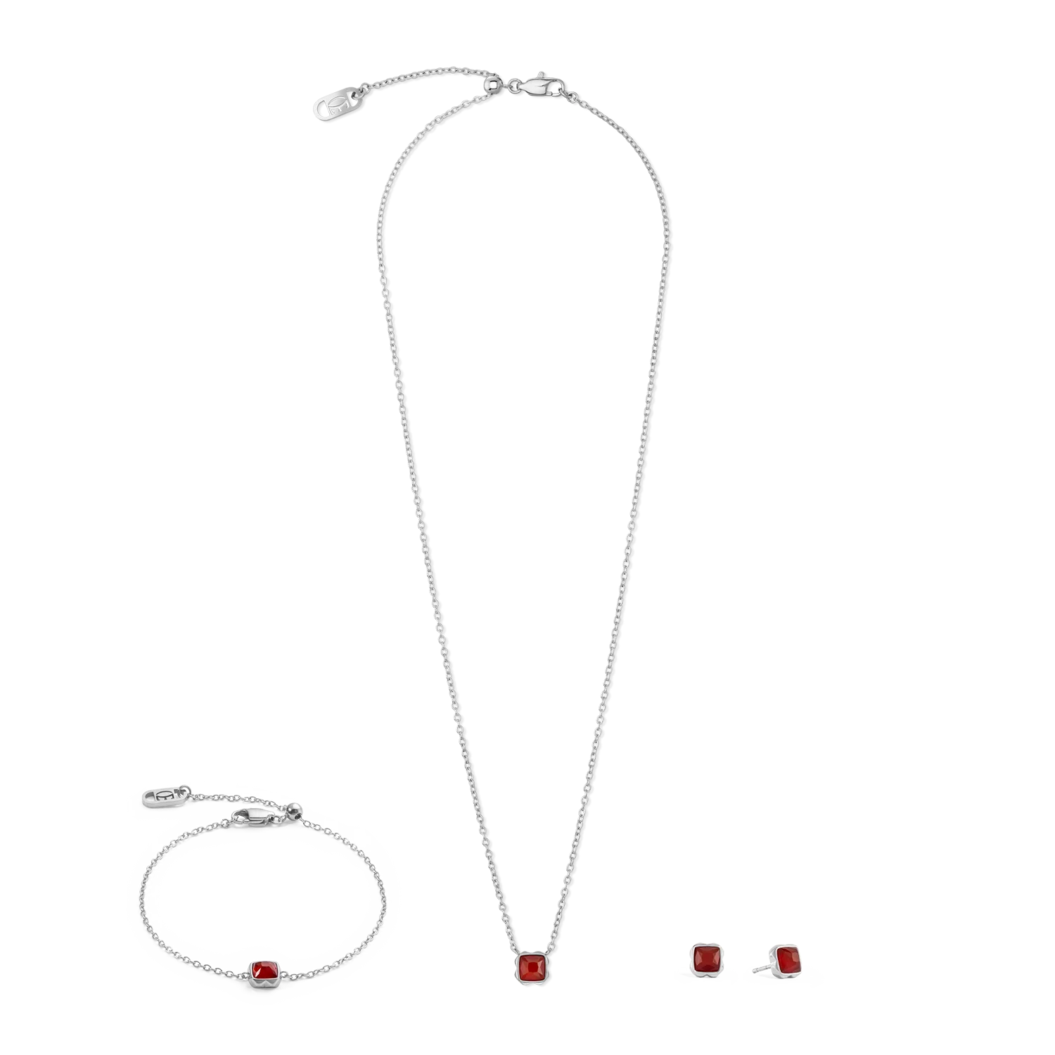 Birthstone January Bracelet Red Agate Silver - Image 3