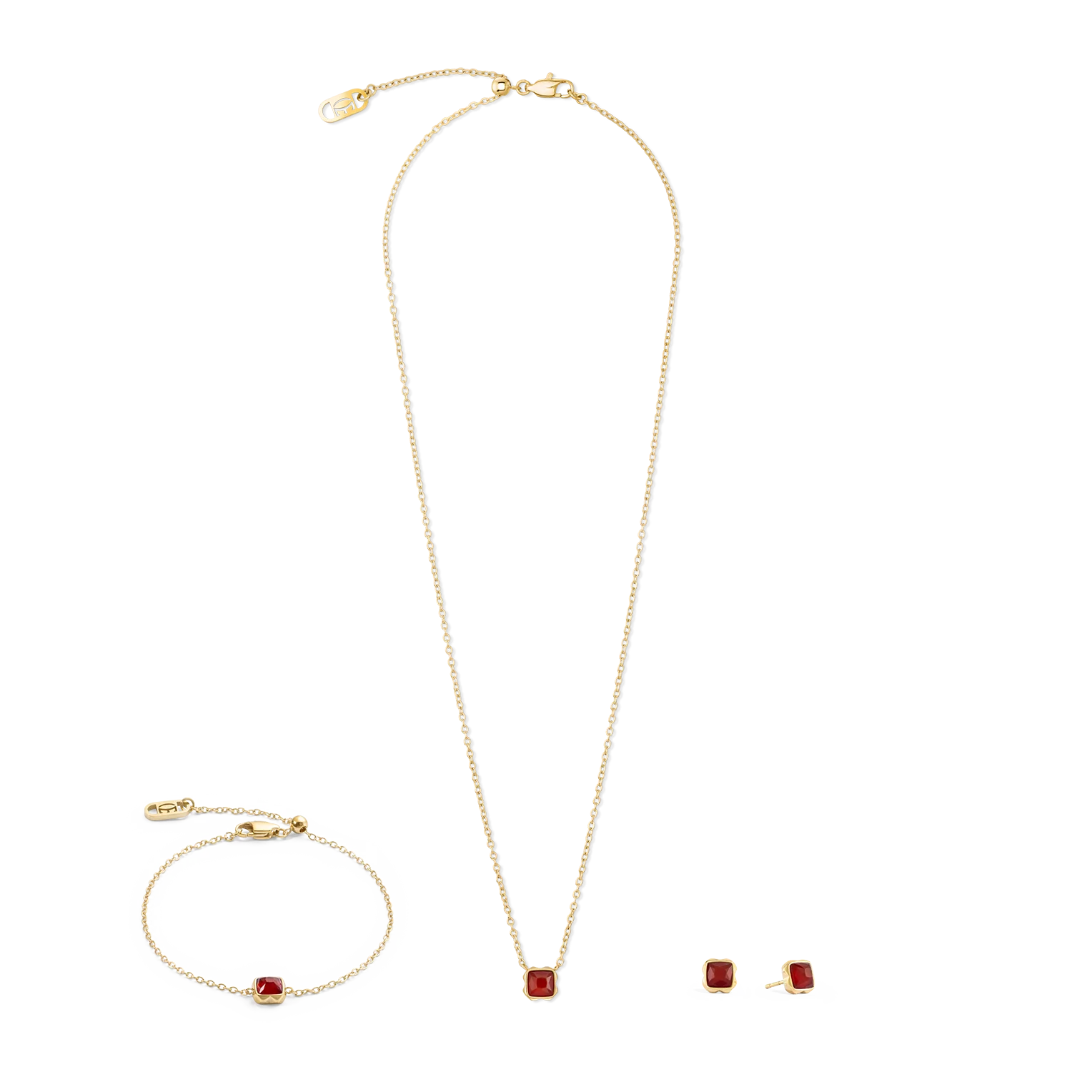 Birthstone January Earrings Red Agate Gold - Image 3