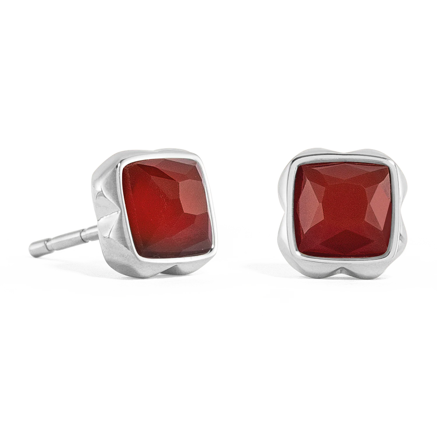 Birthstone January Earrings Red Agate Silver - Image 2