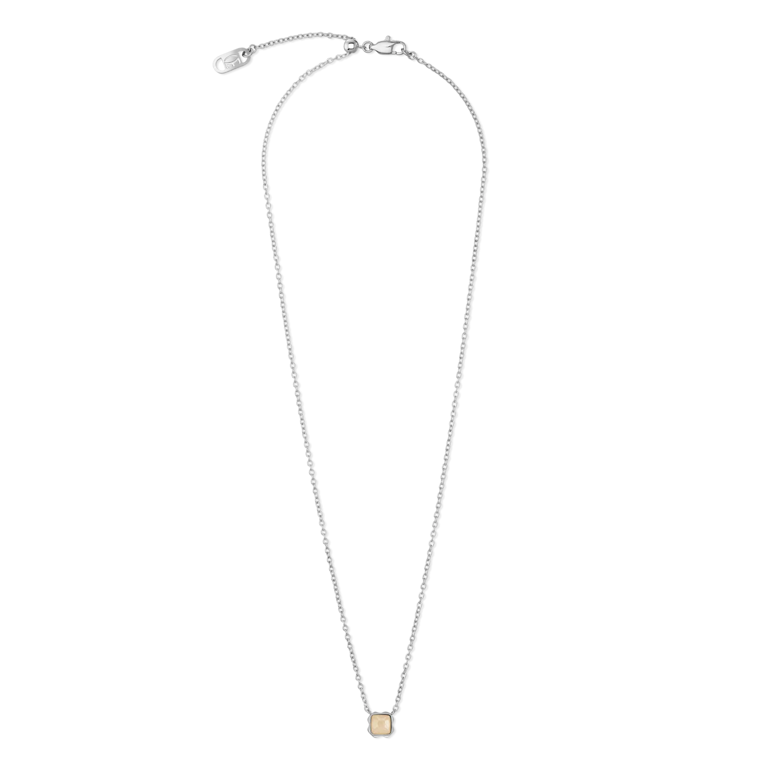 Birthstone June Necklace Cream Jade Silver