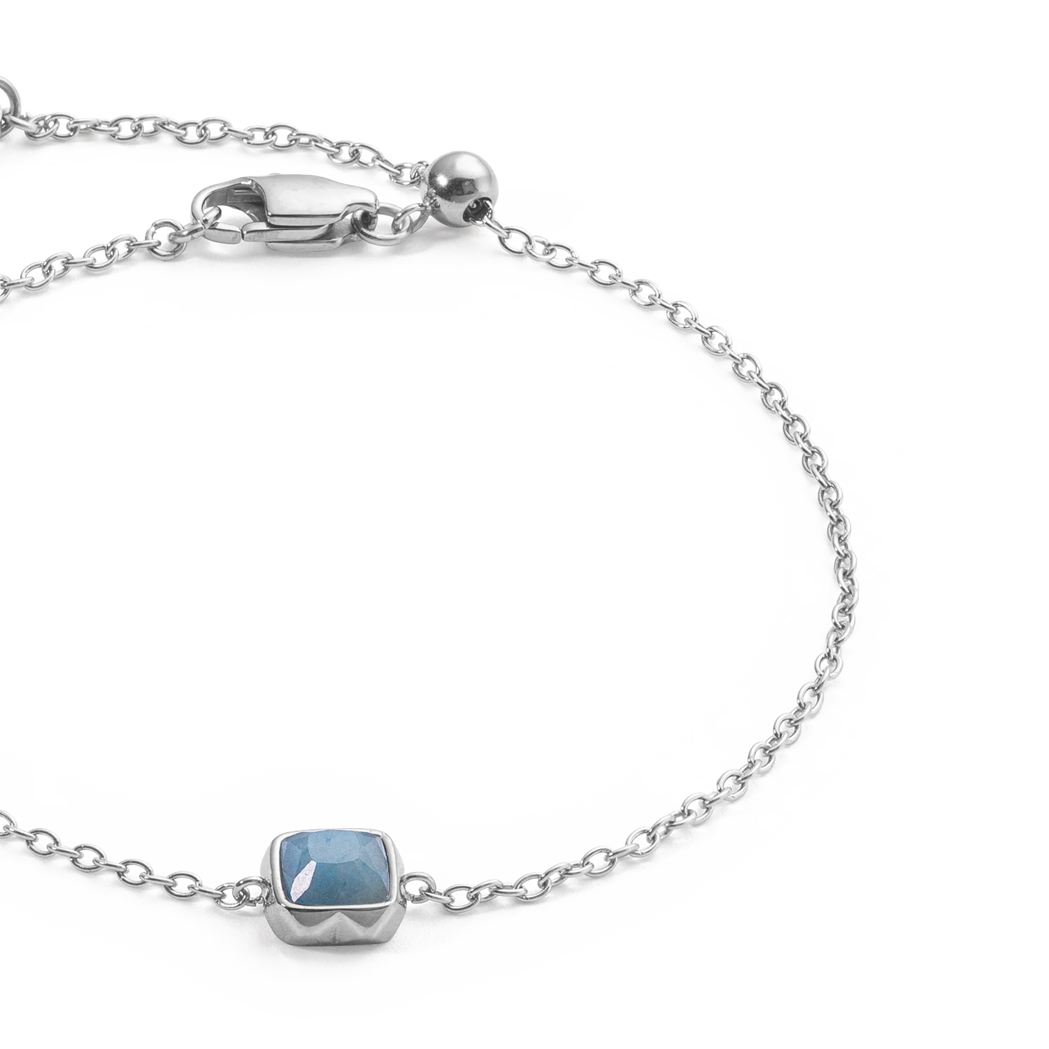 Birthstone March Bracelet Blue Aventurine Silver - Image 2