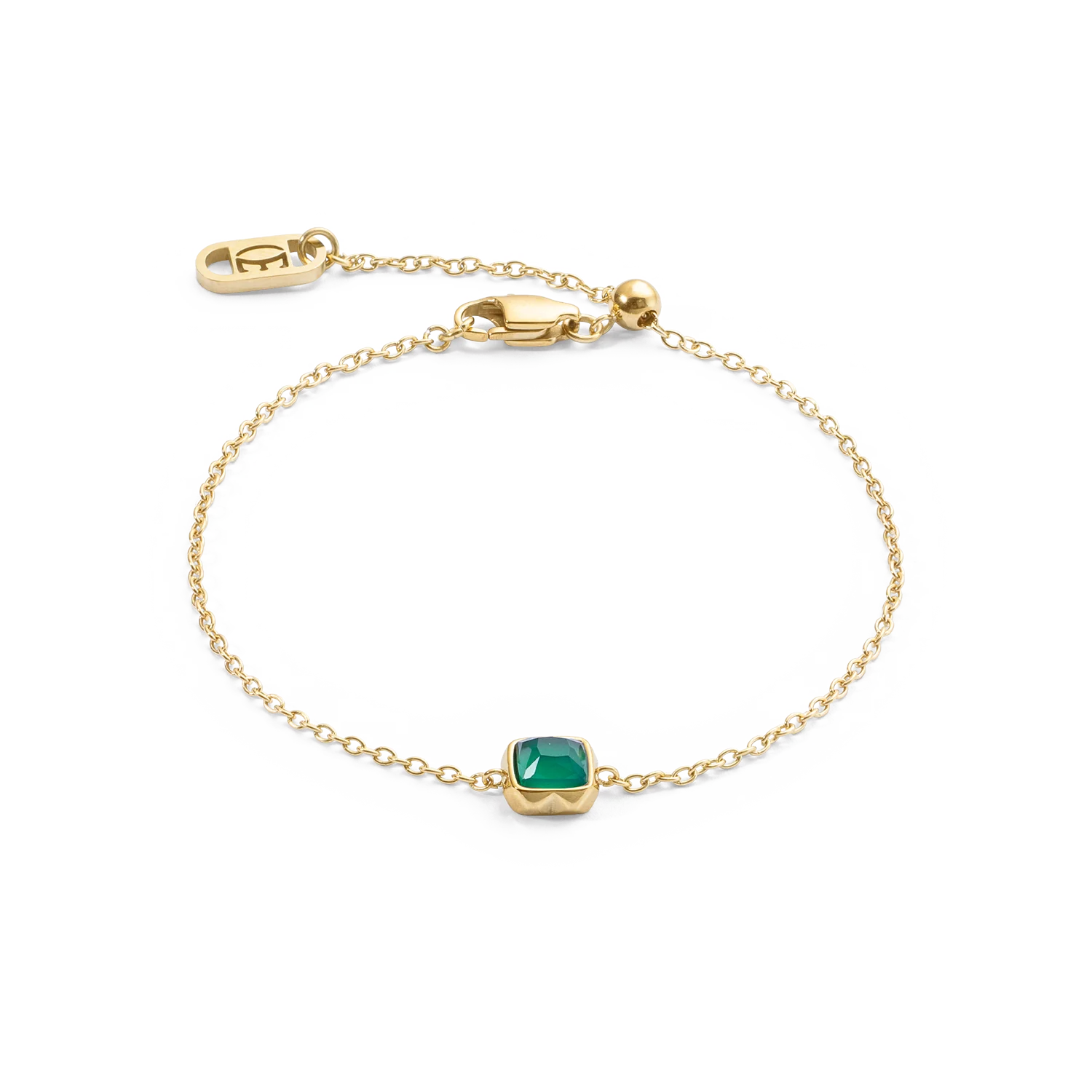 Birthstone May Bracelet Green Agate Gold