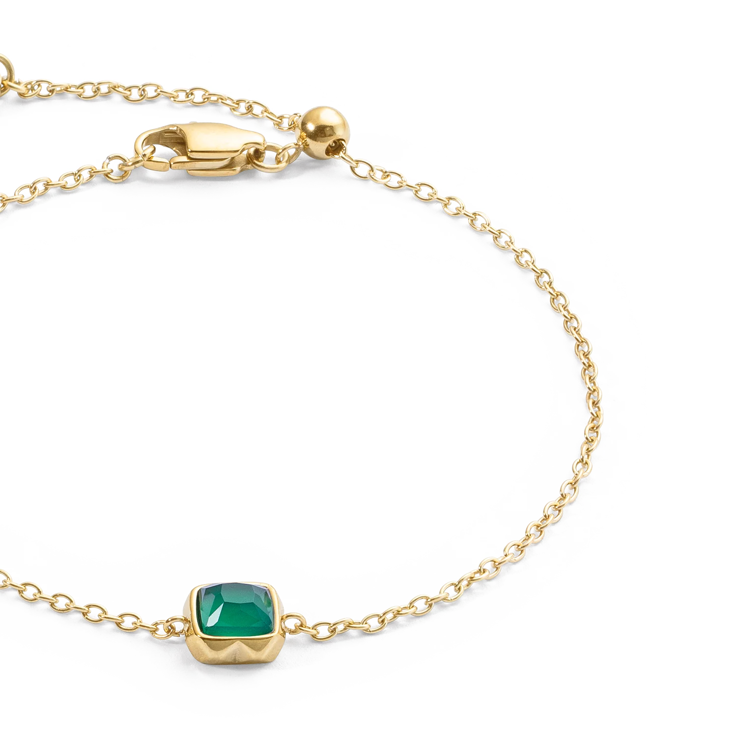 Birthstone May Bracelet Green Agate Gold - Image 2