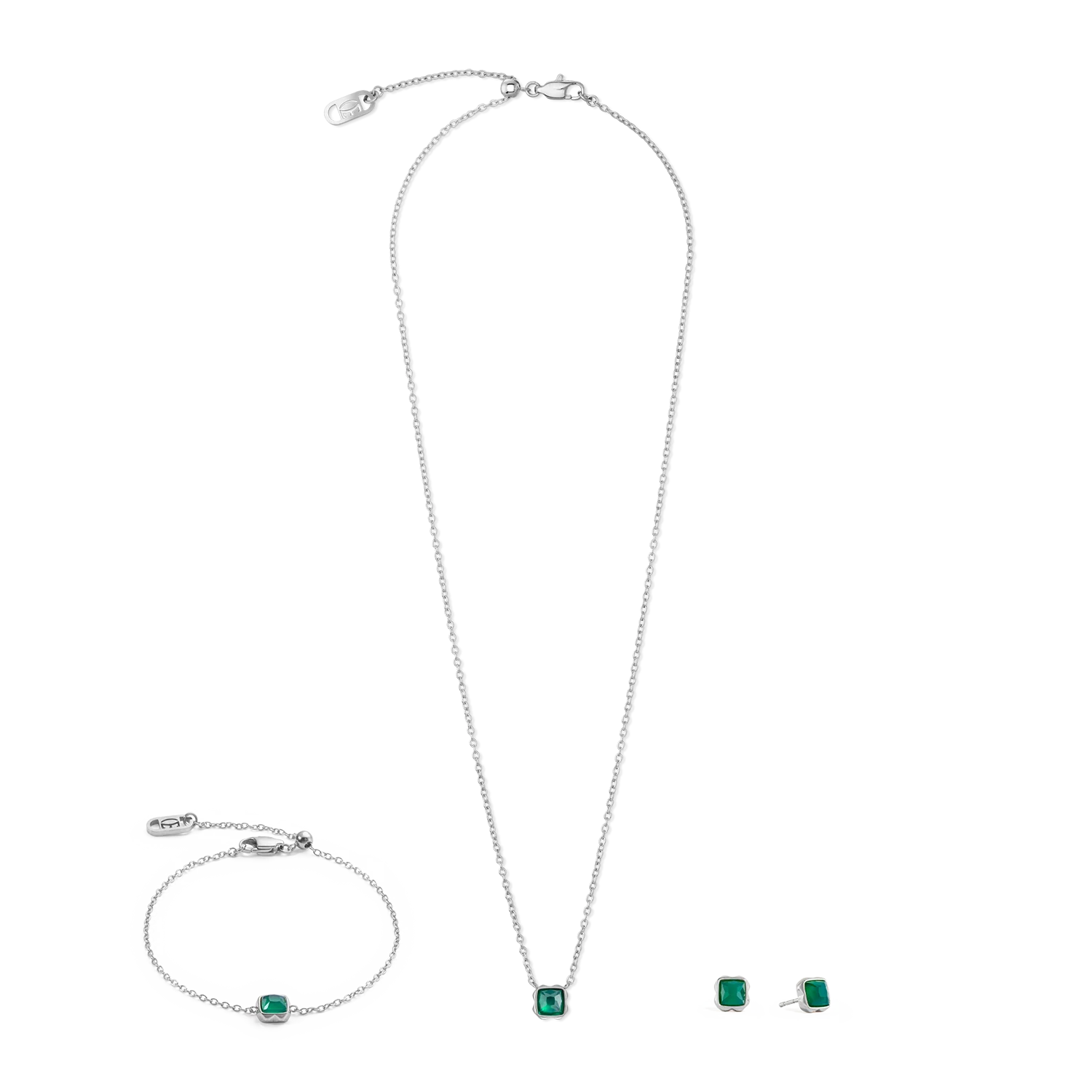 Birthstone May Bracelet Green Agate Silver - Image 3