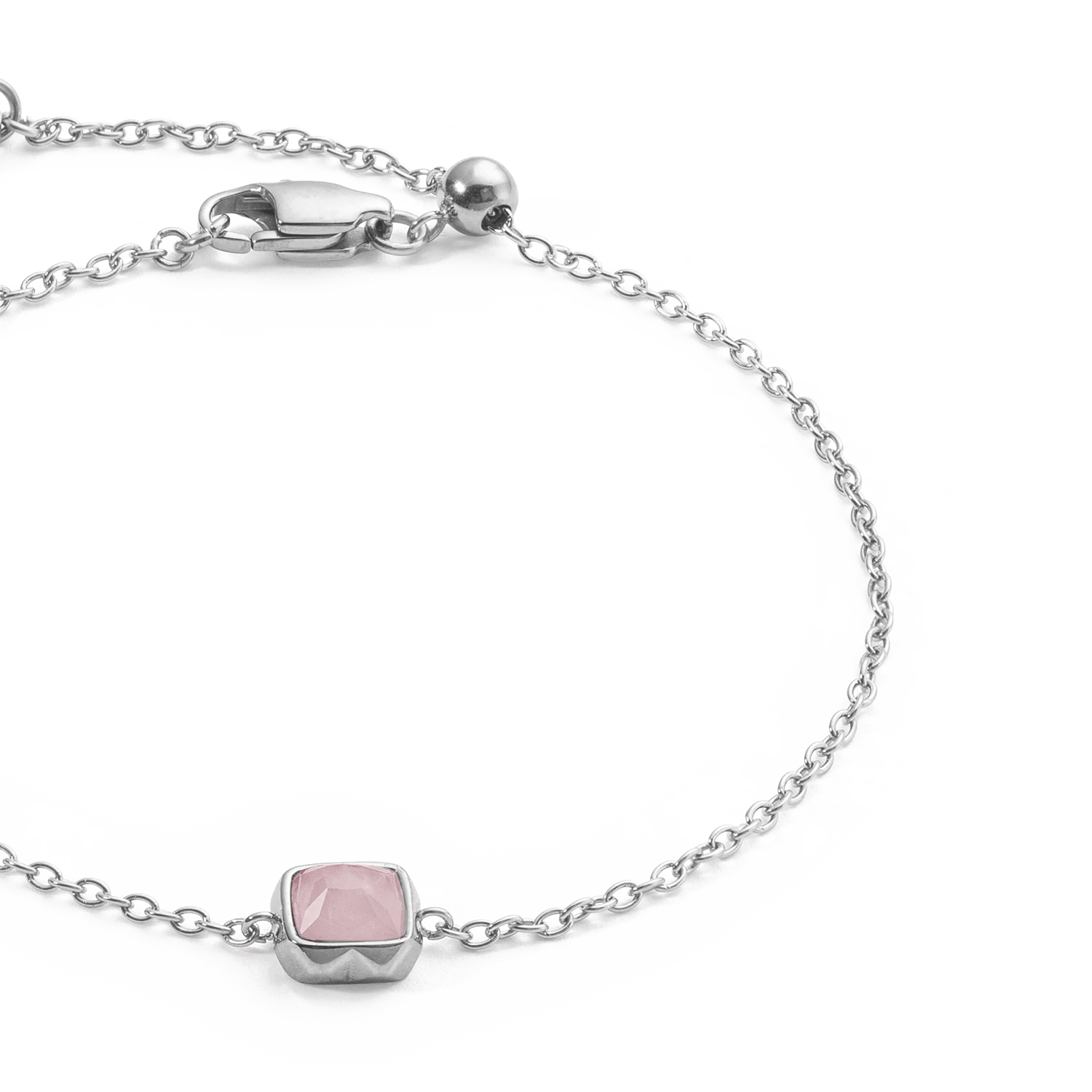 Birthstone October Bracelet Rose Quartz Silver - Image 2