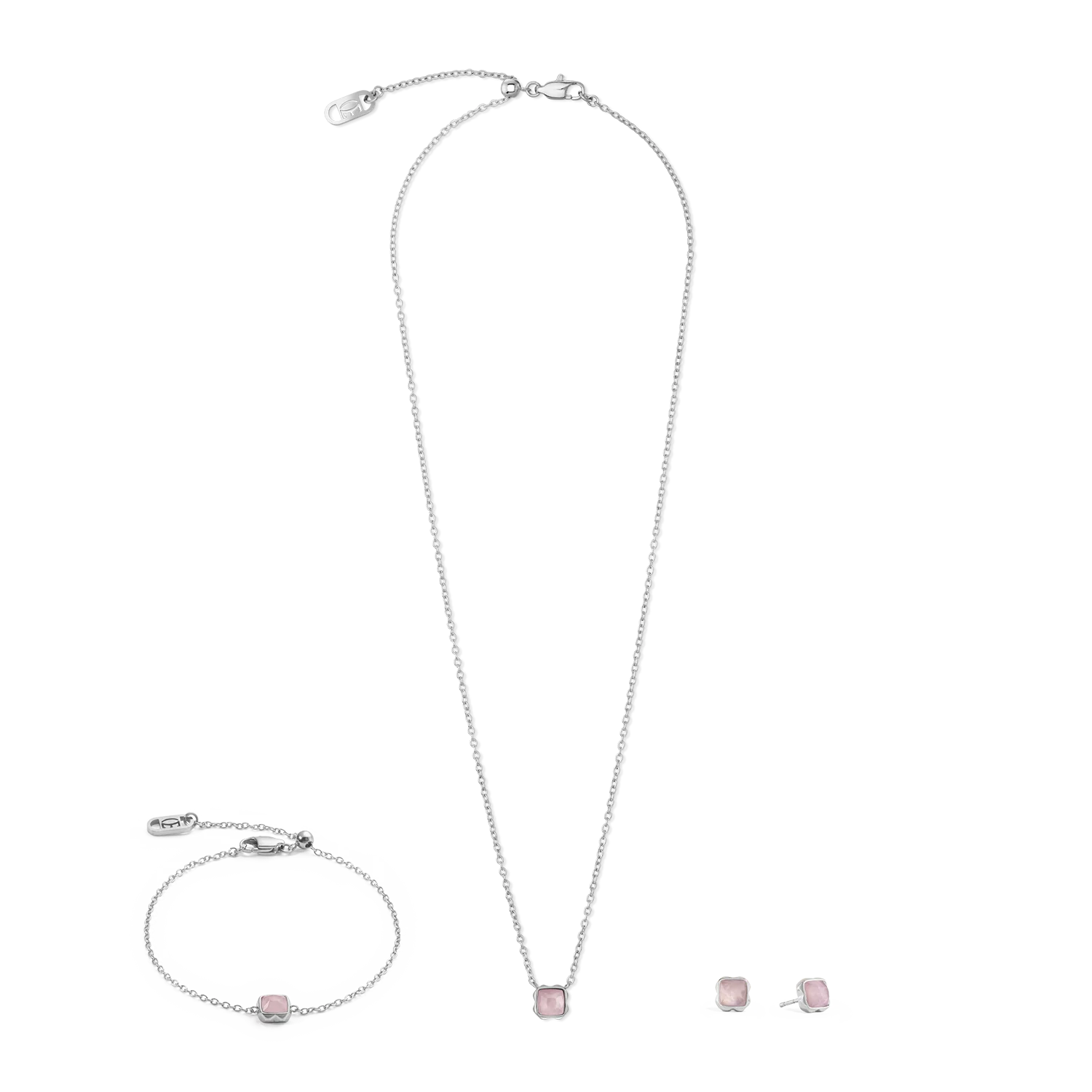 Birthstone October Earrings Rose Quartz Silver - Image 3