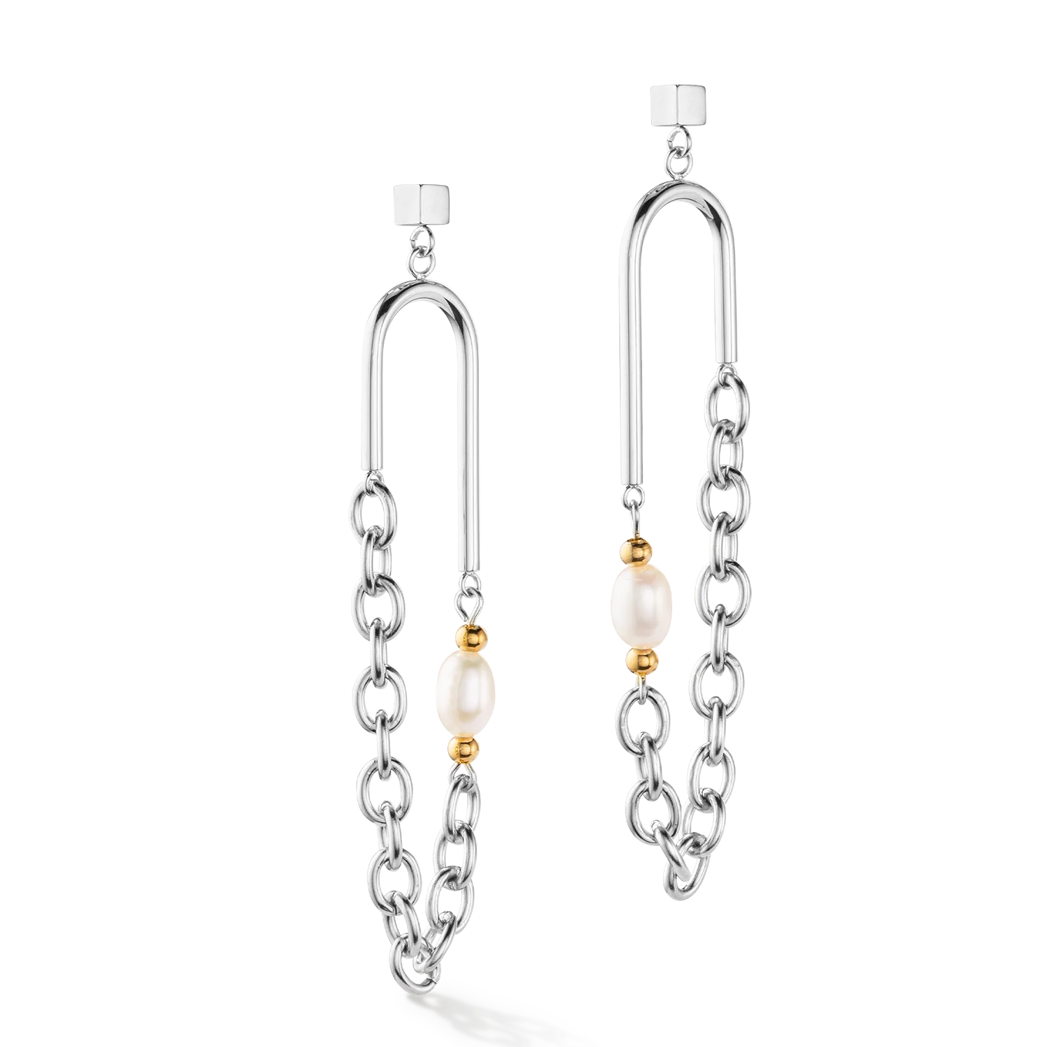 Boho earrings freshwater pearls silver & multicolour - Image 2