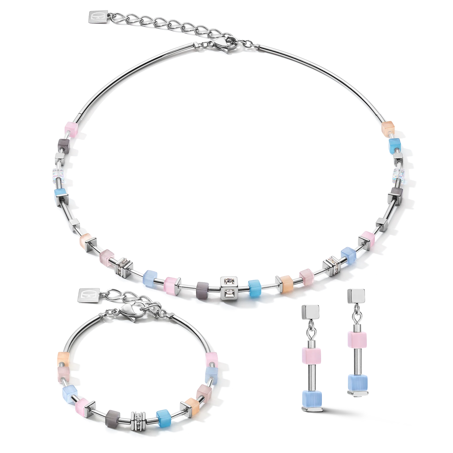 Bracelet GeoCUBE® fine pastel blue-rose - Image 3