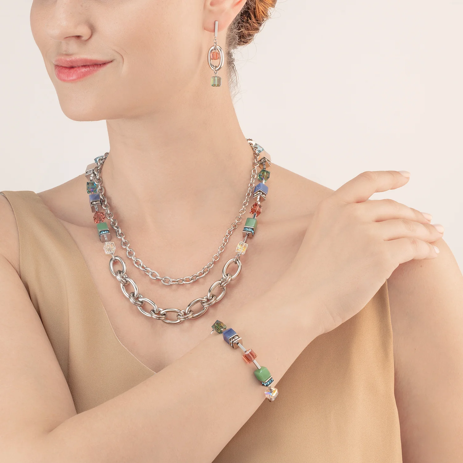 Bracelet GeoCUBE® Statement Precious Chunky Chain Multiwear 35 multicolour - Image 4