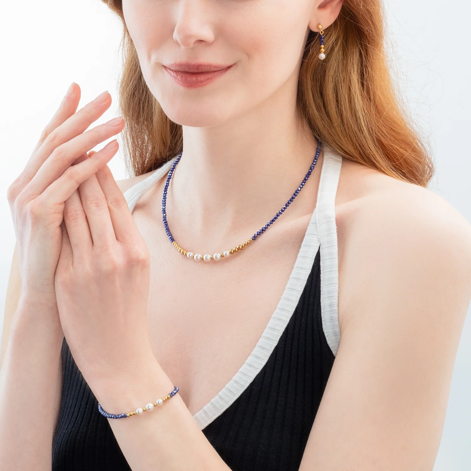 Bracelet Pearl Line gold-blue - Image 4