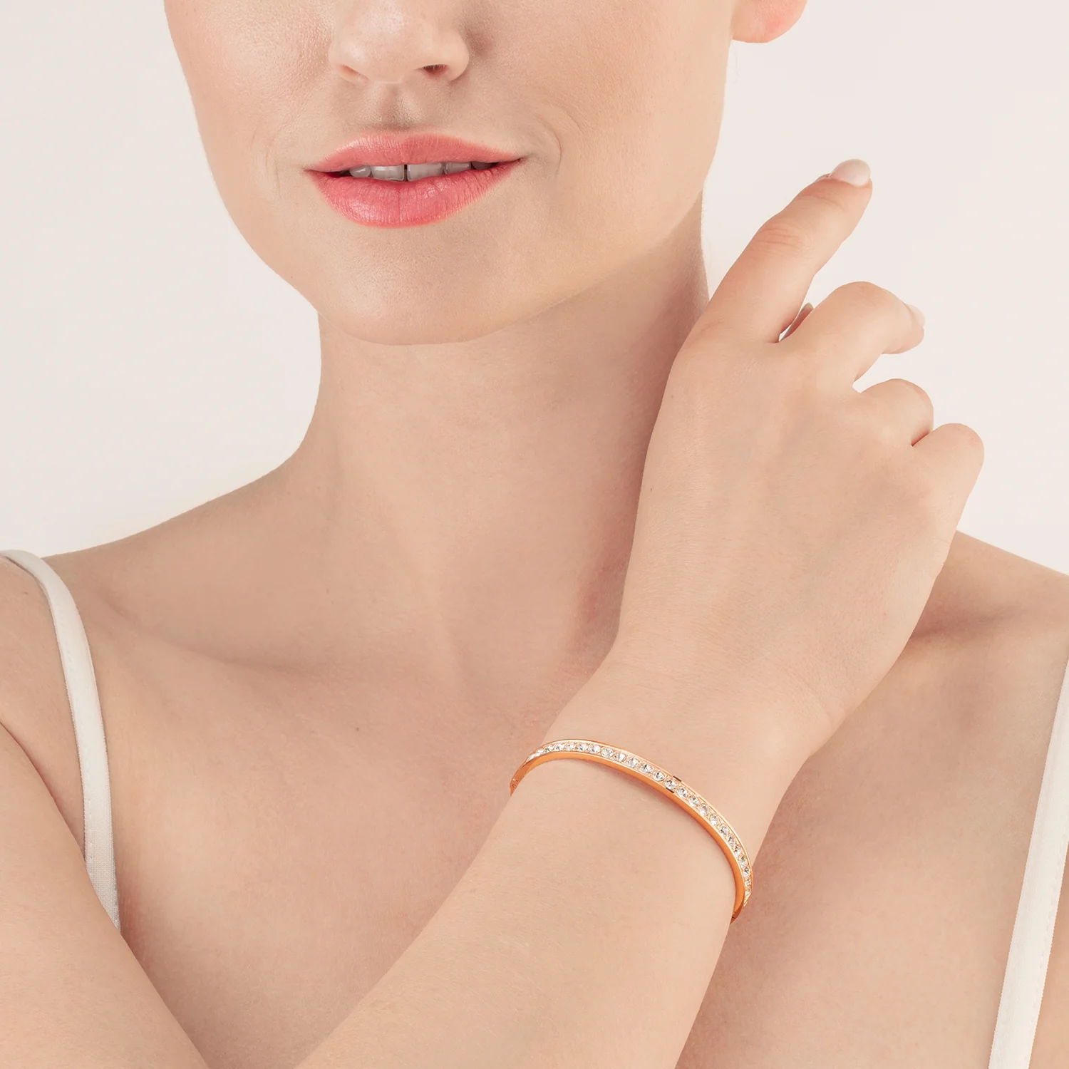 Bracelet stainless steel & crystals rose gold crystal (size 17 cm) - Image 4