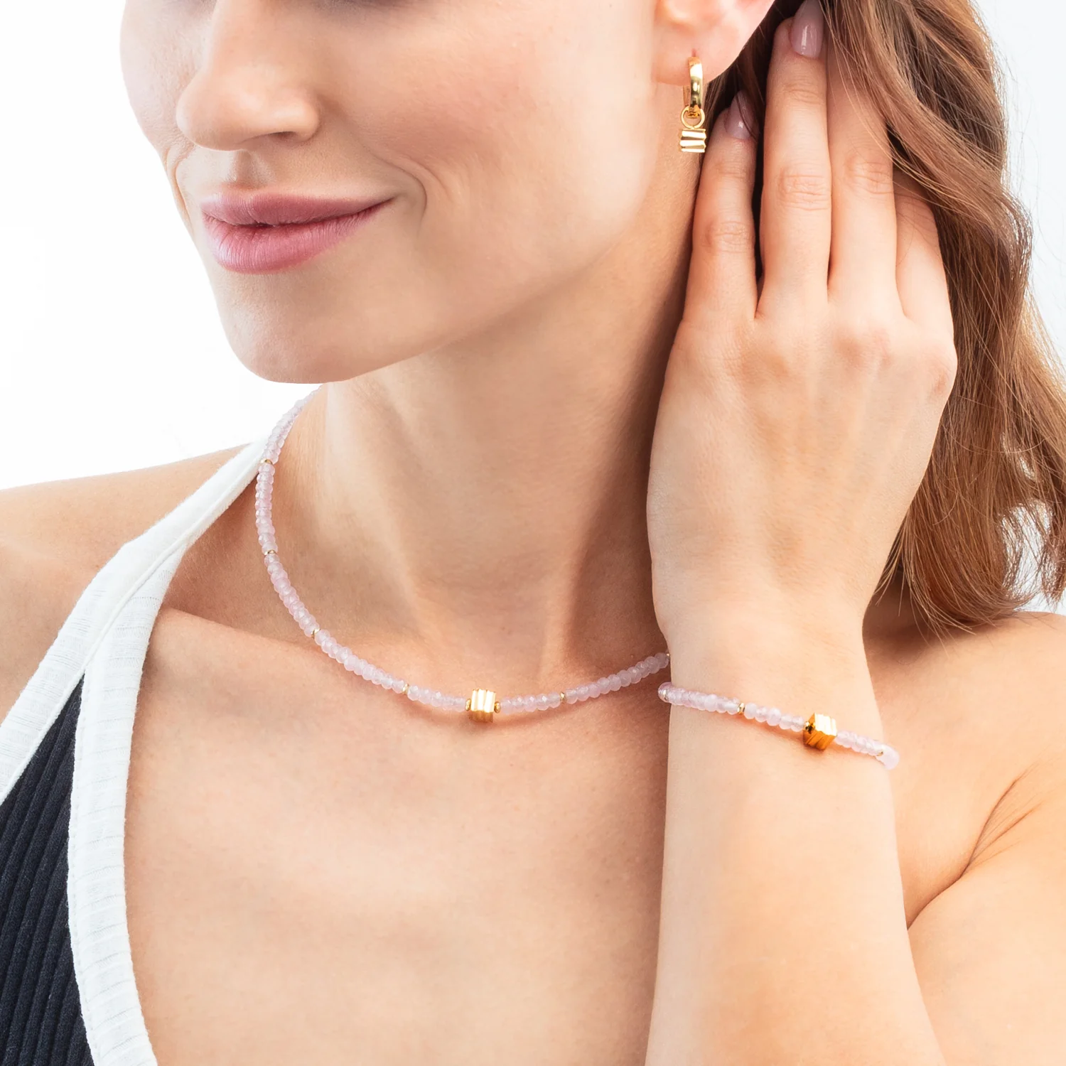 Bracelet Wave Essence Pink Jade Gold - Image 2