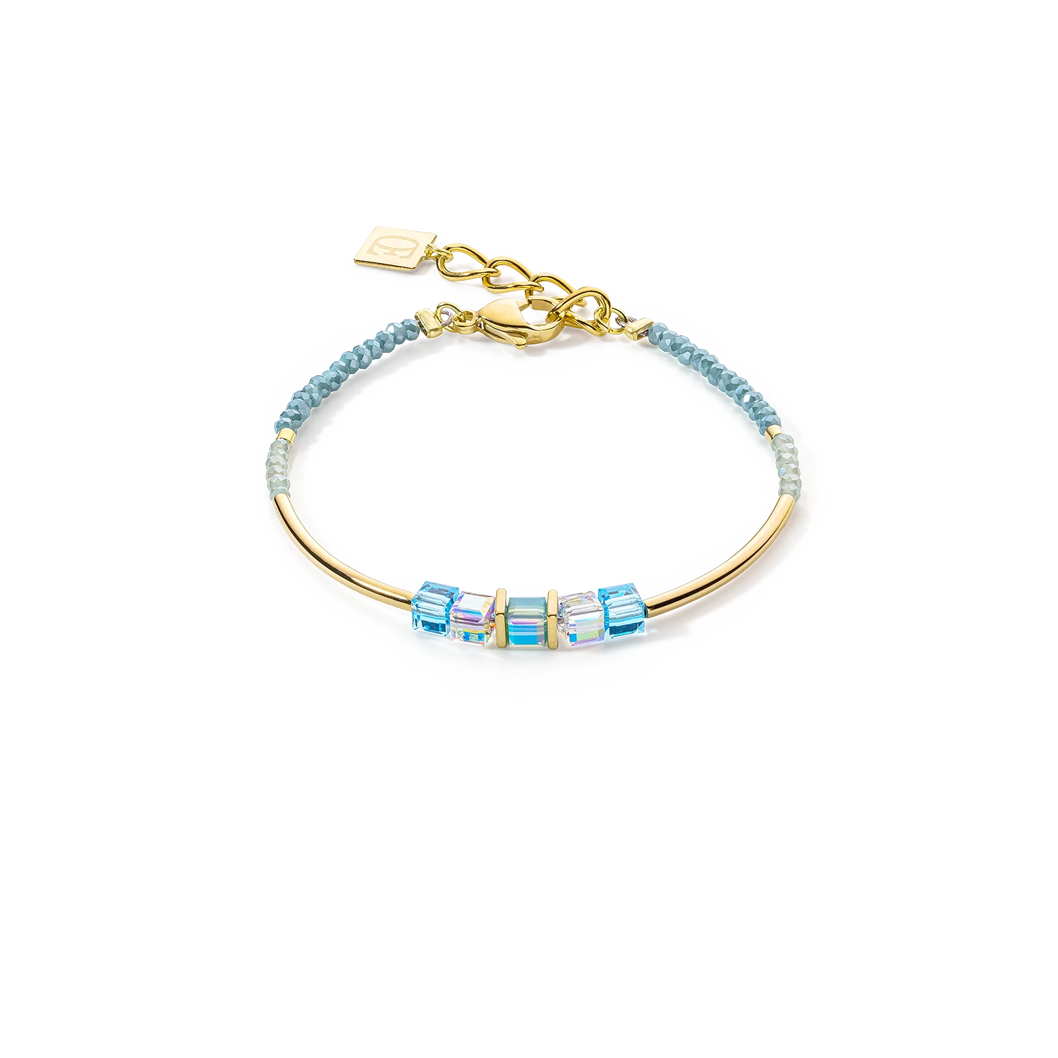 Cube Story Minimalistic bracelet gold-turquoise