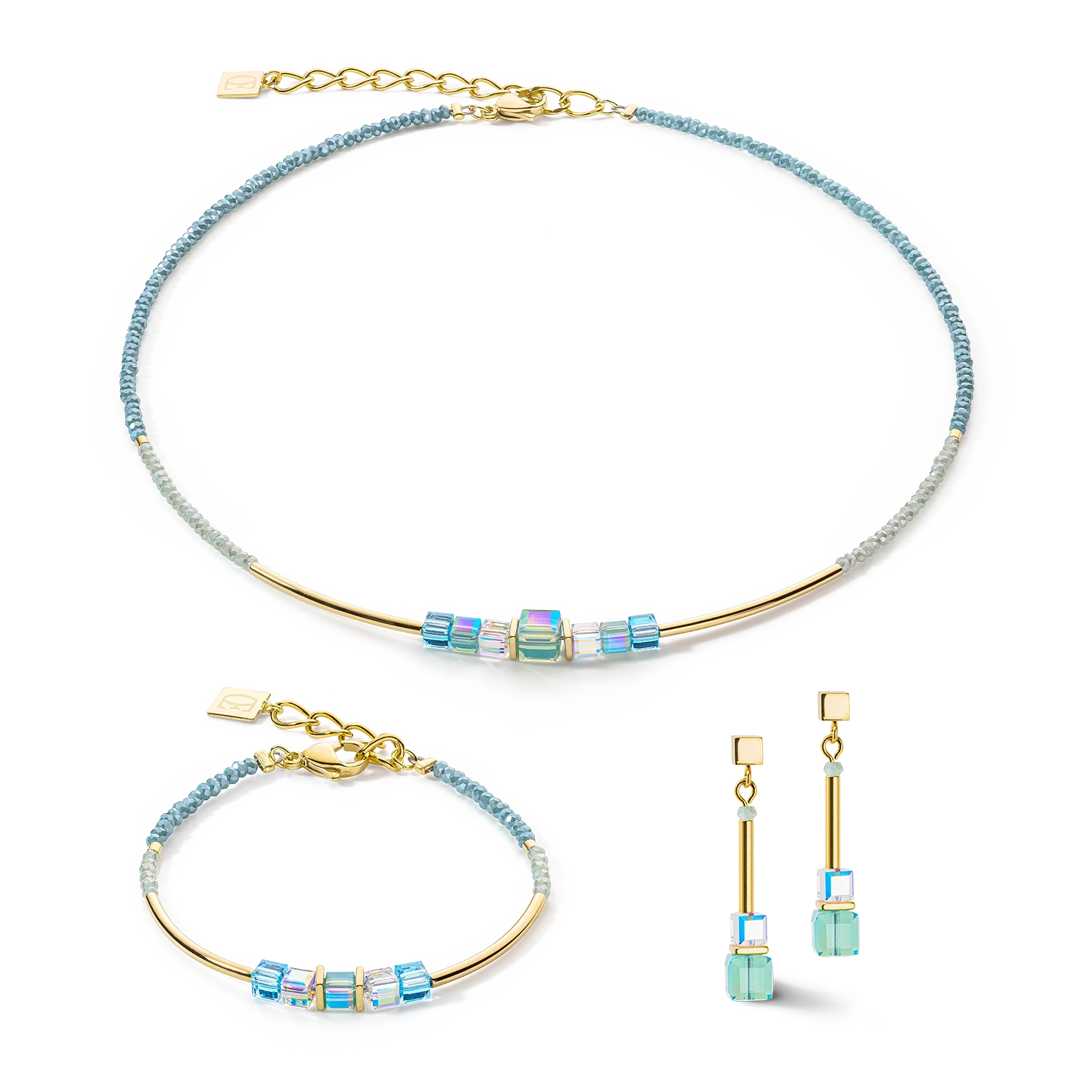 Cube Story Minimalistic bracelet gold-turquoise - Image 3