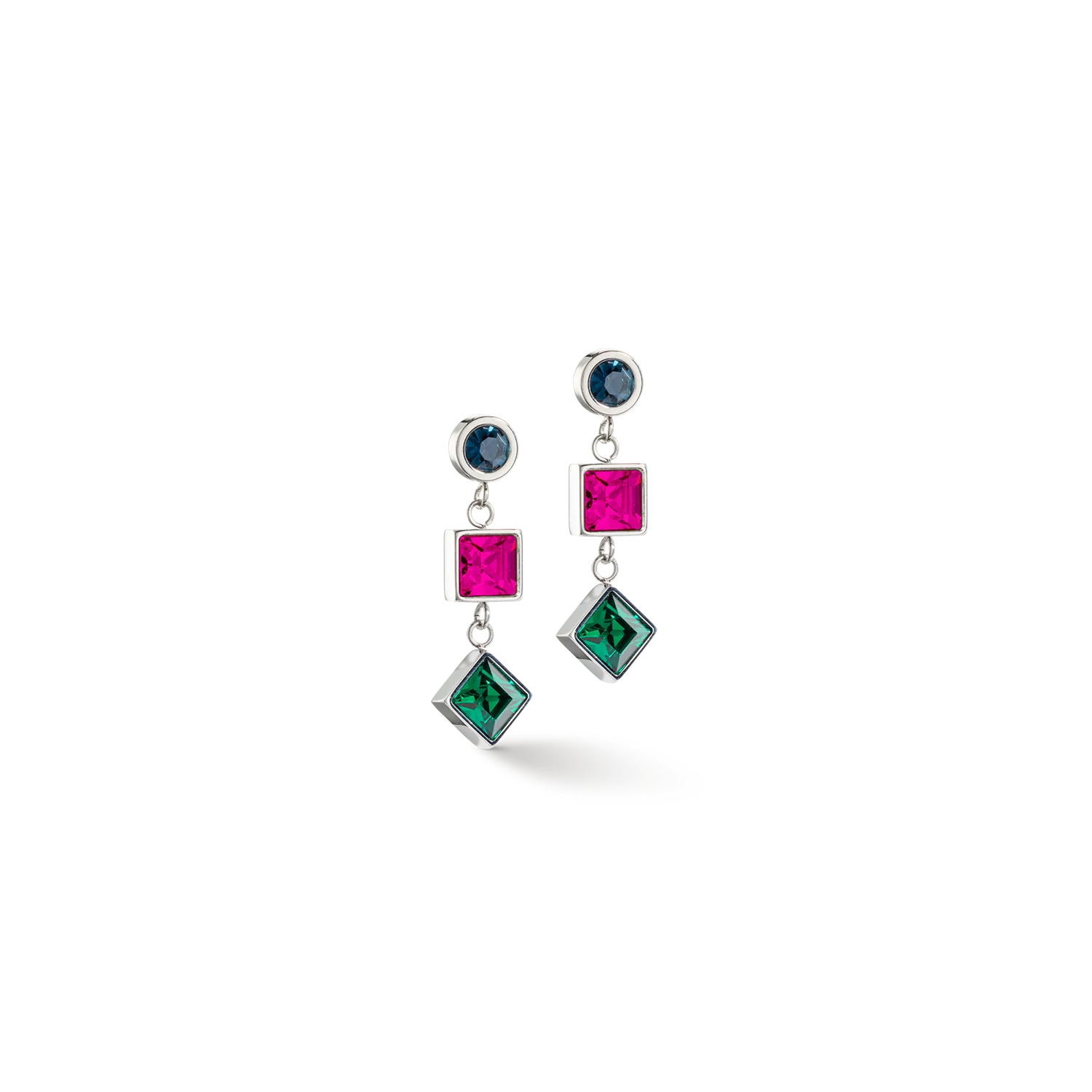 Earrings Brilliant Square Trilogy interchangeable Pendant multicolour winter