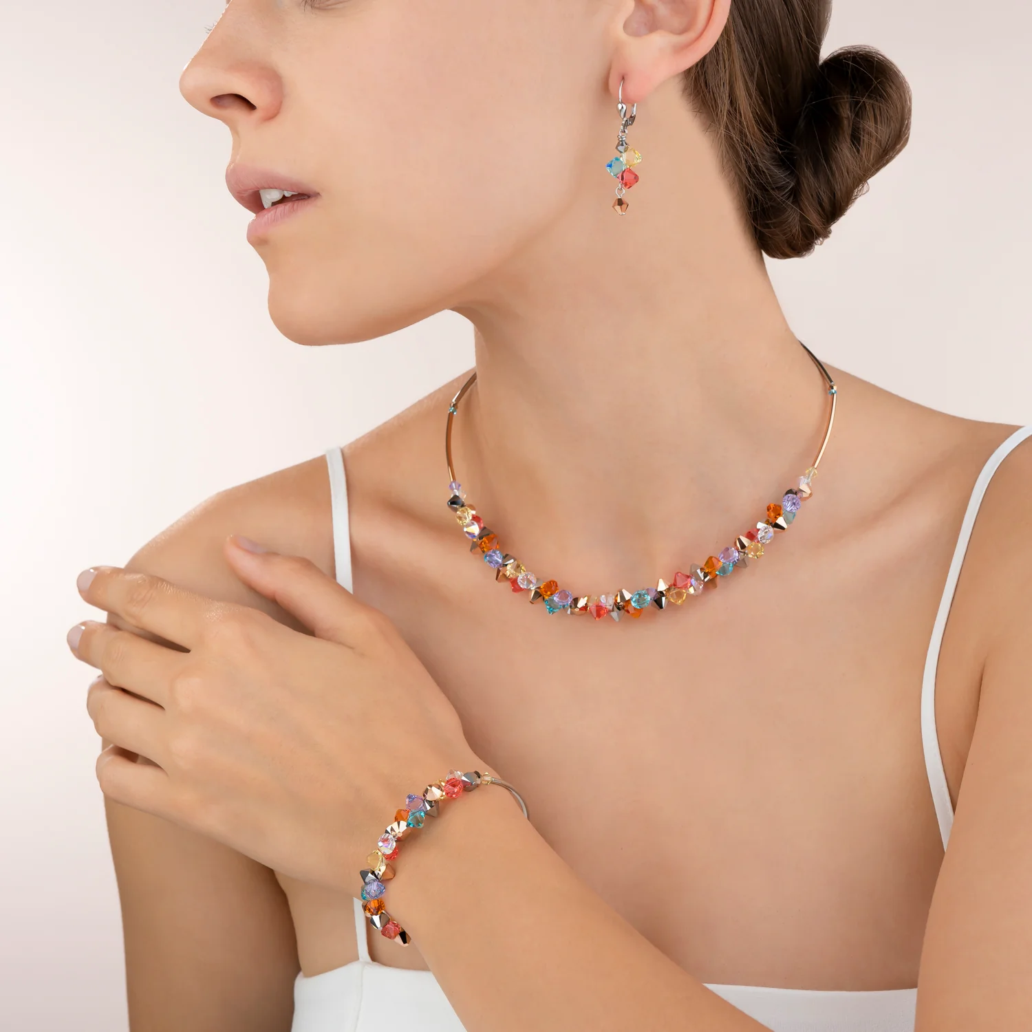 Earrings Crystals & stainless steel multicolour pastel 1 - Image 4