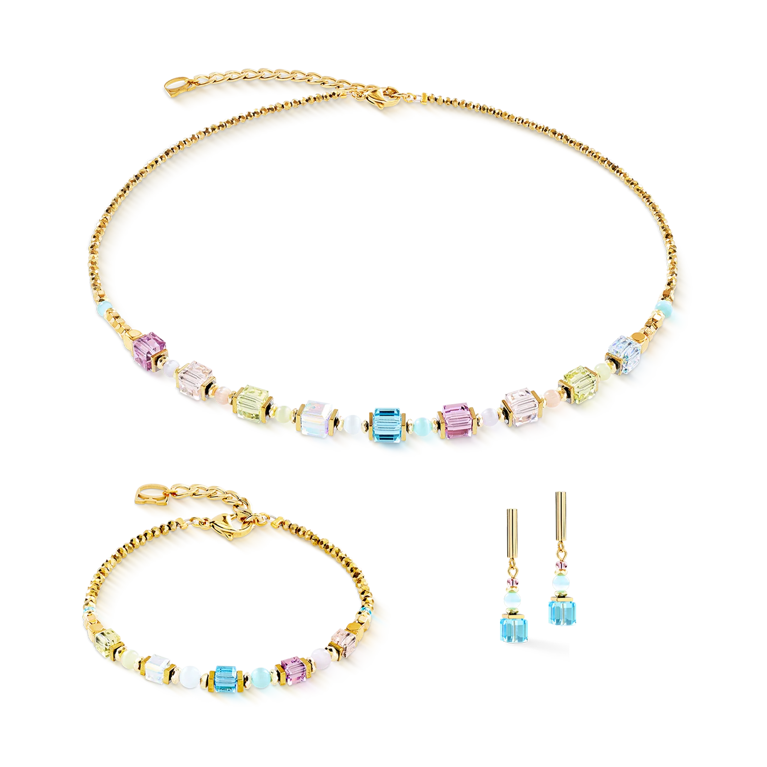 Earrings Cube Aura pastel gold - Image 3