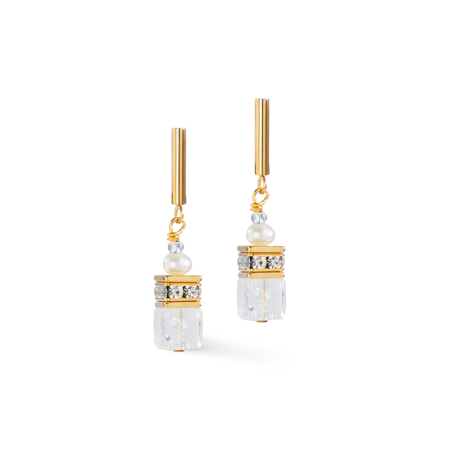 Earrings GeoCUBE® Fusion Precious Pearl Mix gold-white
