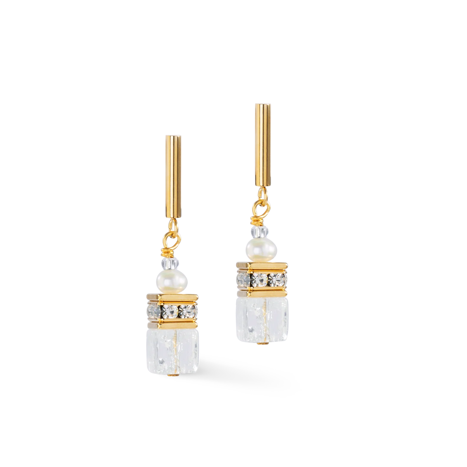 Earrings GeoCUBE® Fusion Precious Pearl Mix gold-white - Image 2