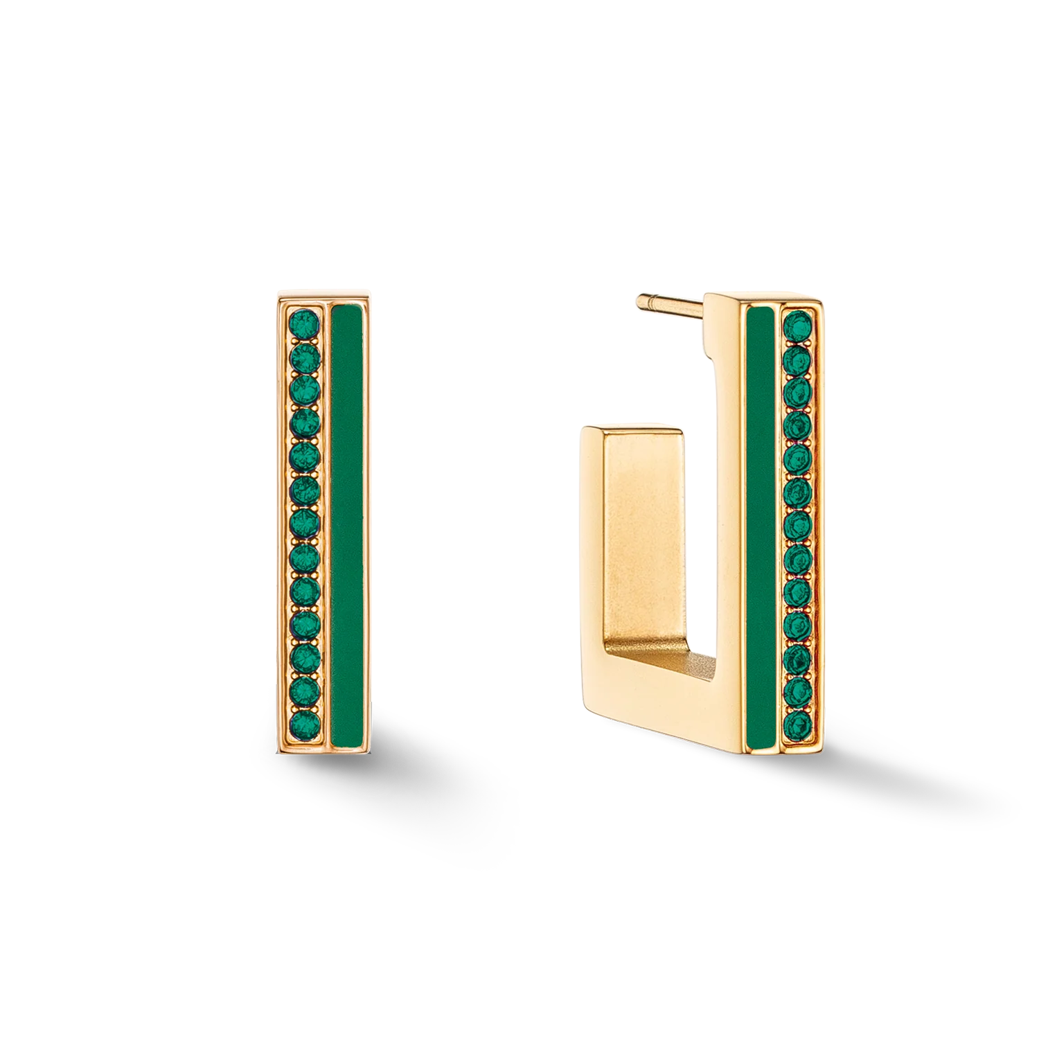 Earrings Hoops Square Stripes 20 gold-green - Image 2