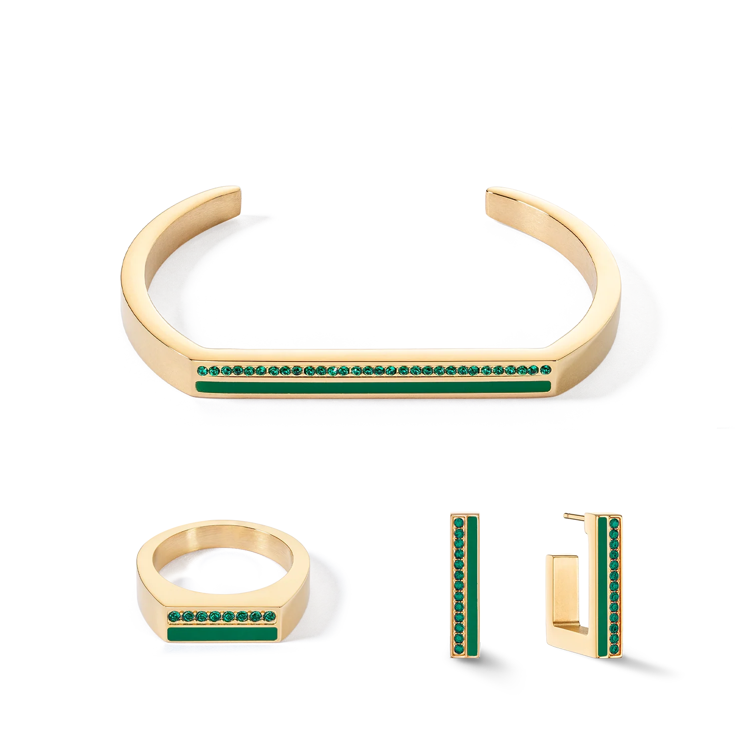 Earrings Hoops Square Stripes 20 gold-green - Image 3