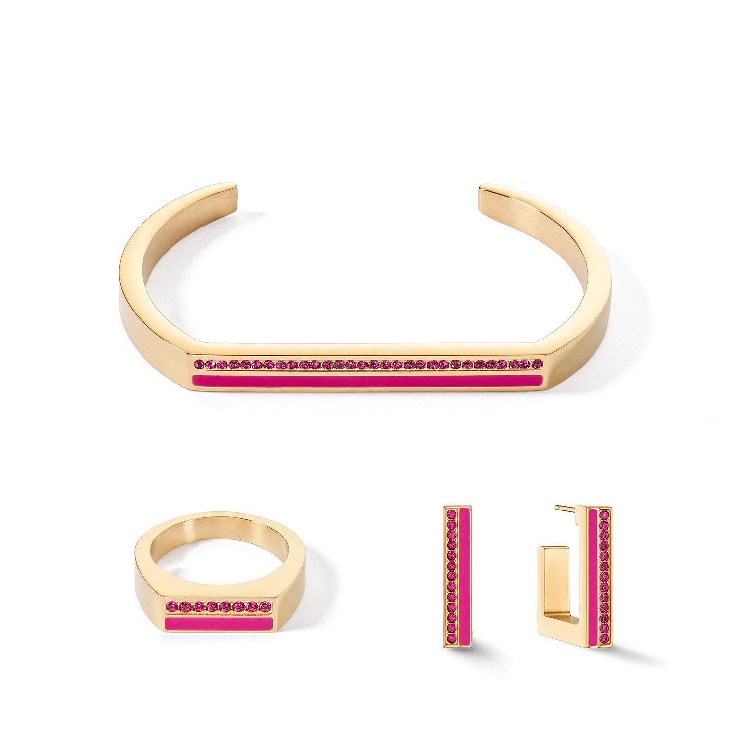 Earrings Hoops Square Stripes 20 gold-pink - Image 3