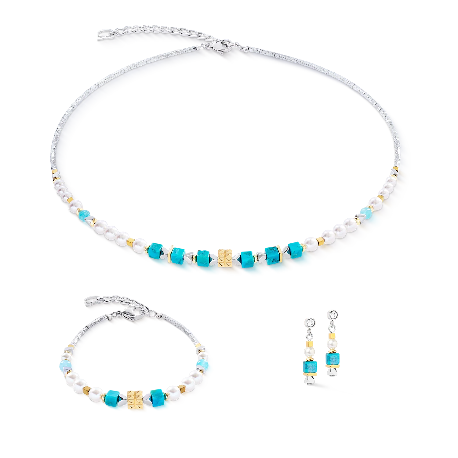 Earrings Modern Elegance Spikes gold-turquoise - Image 3