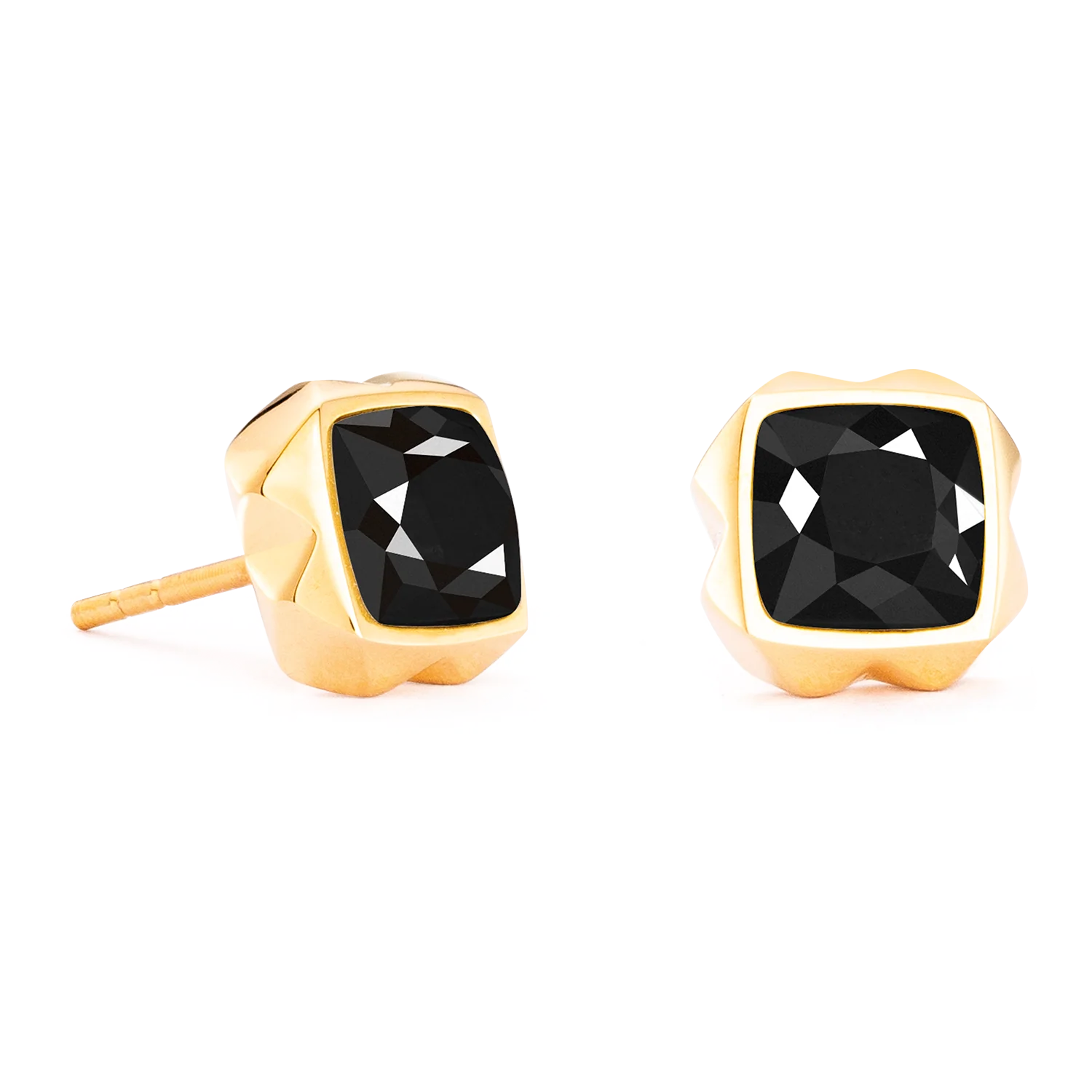 Earrings Spikes Square Onyx gold-black - Image 2