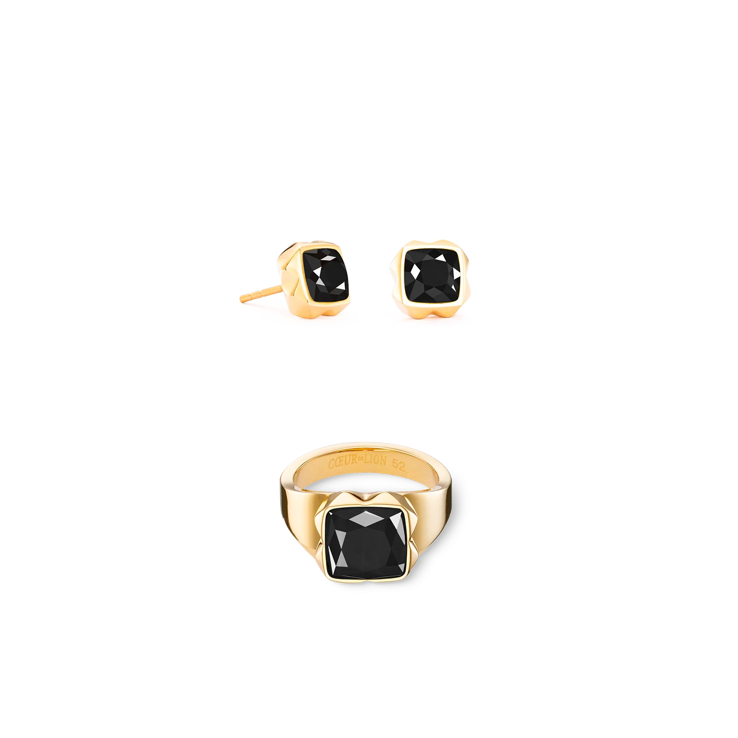 Earrings Spikes Square Onyx gold-black - Image 3