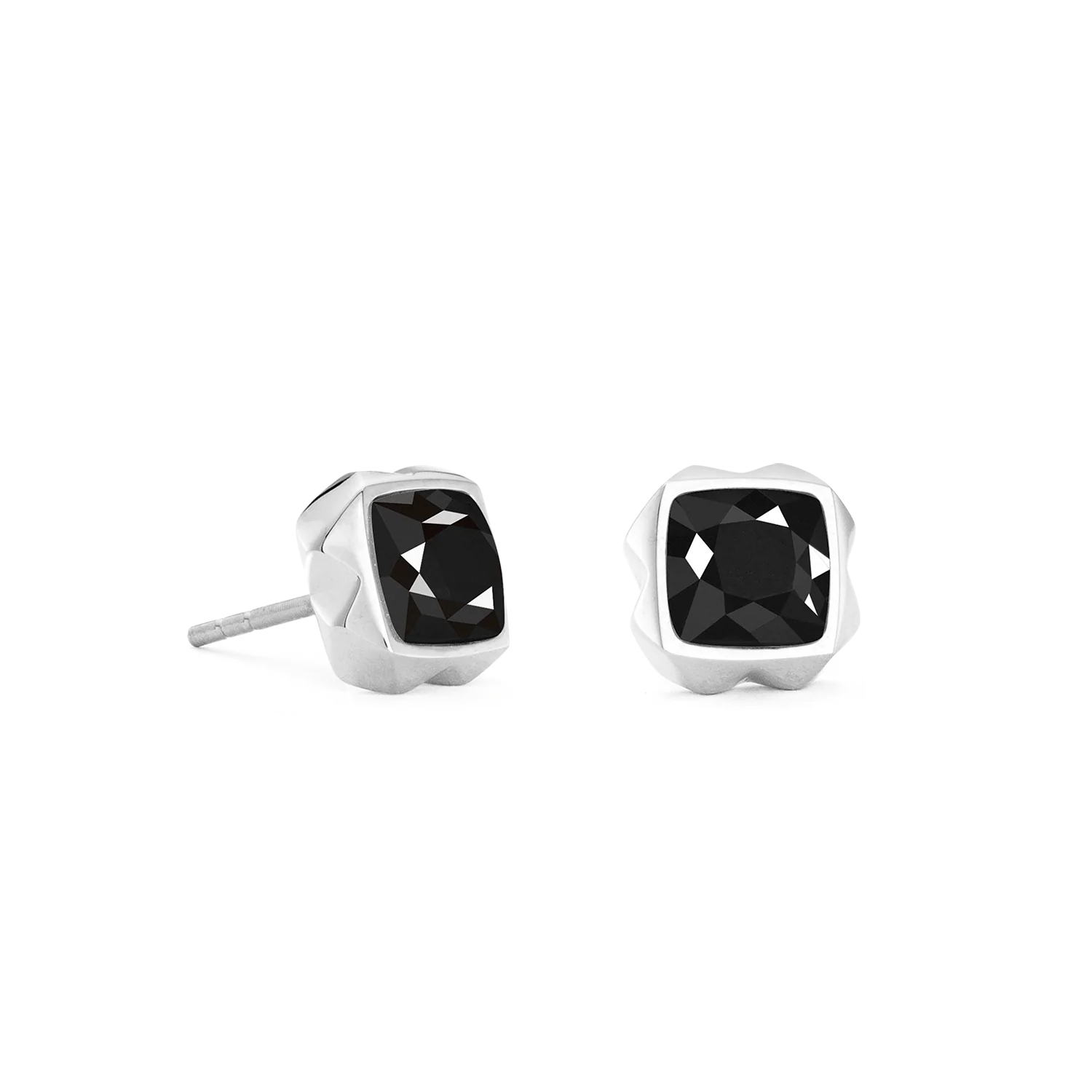 Earrings Spikes Square Onyx silver-black