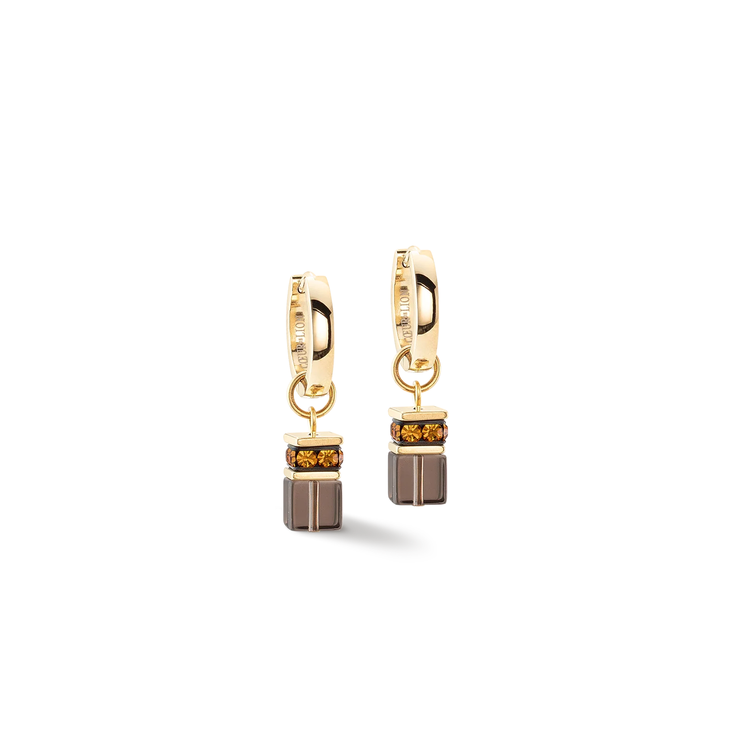 GeoCUBE® Chunky Chain hoop earrings gold-brown