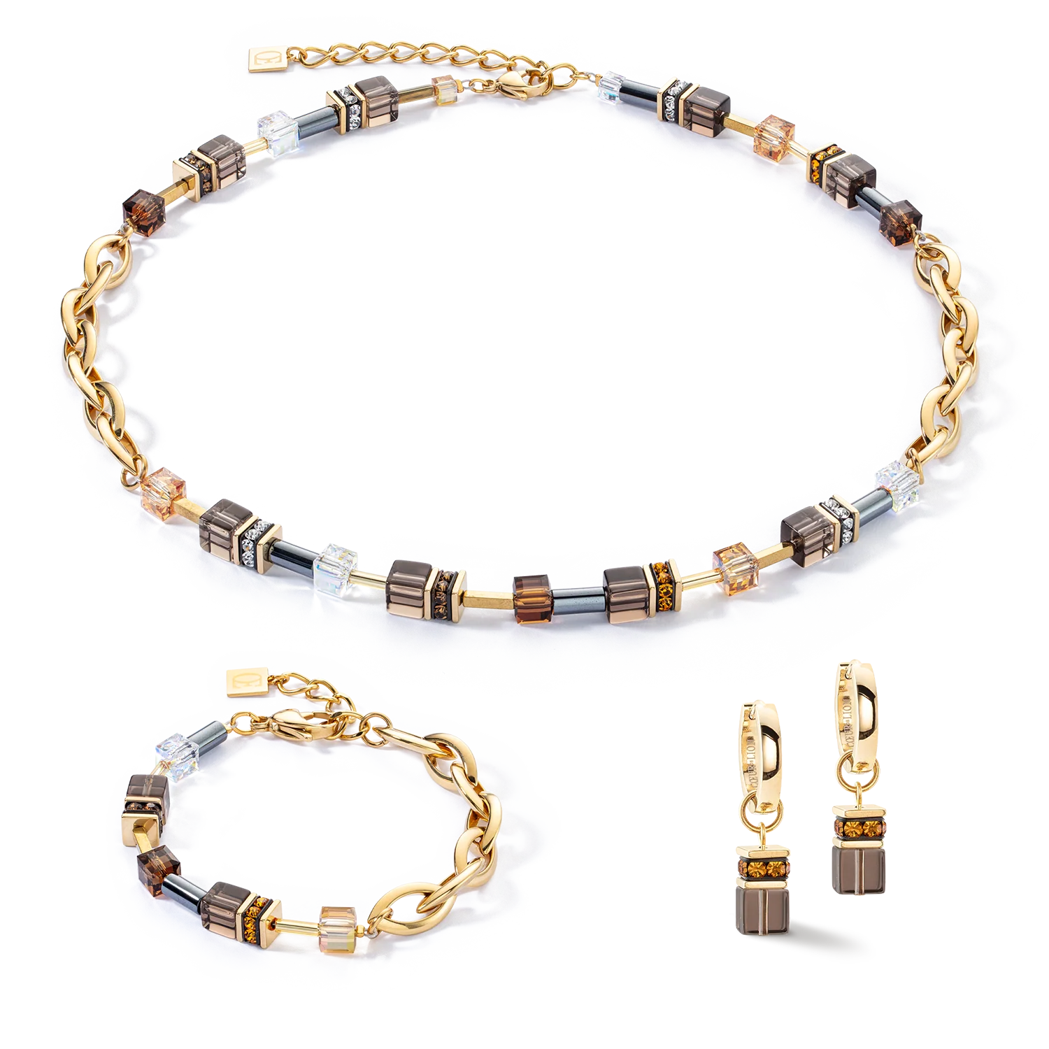 GeoCUBE® Chunky Chain necklace gold-brown - Image 3