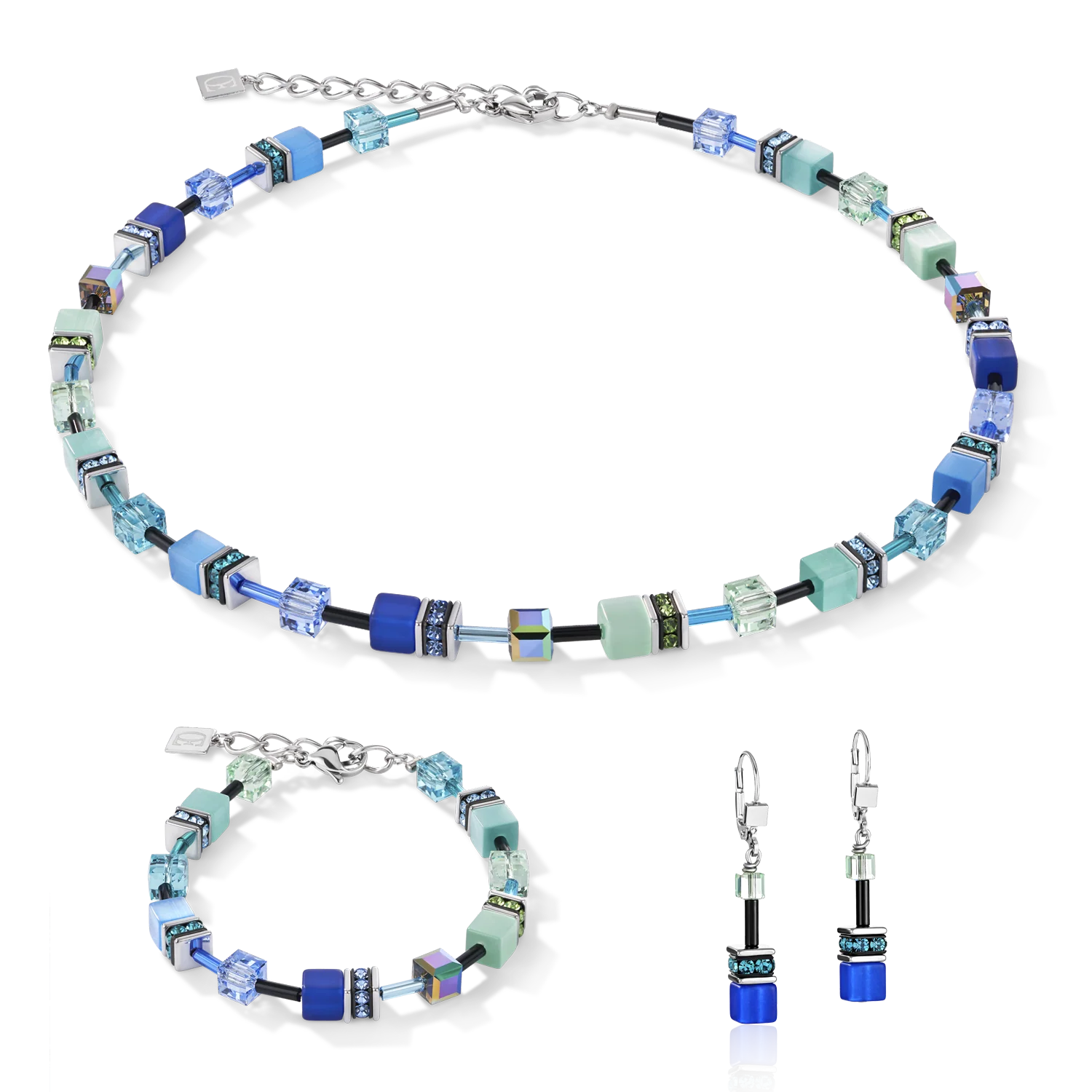 GeoCUBE® Earrings blue-green - Image 3