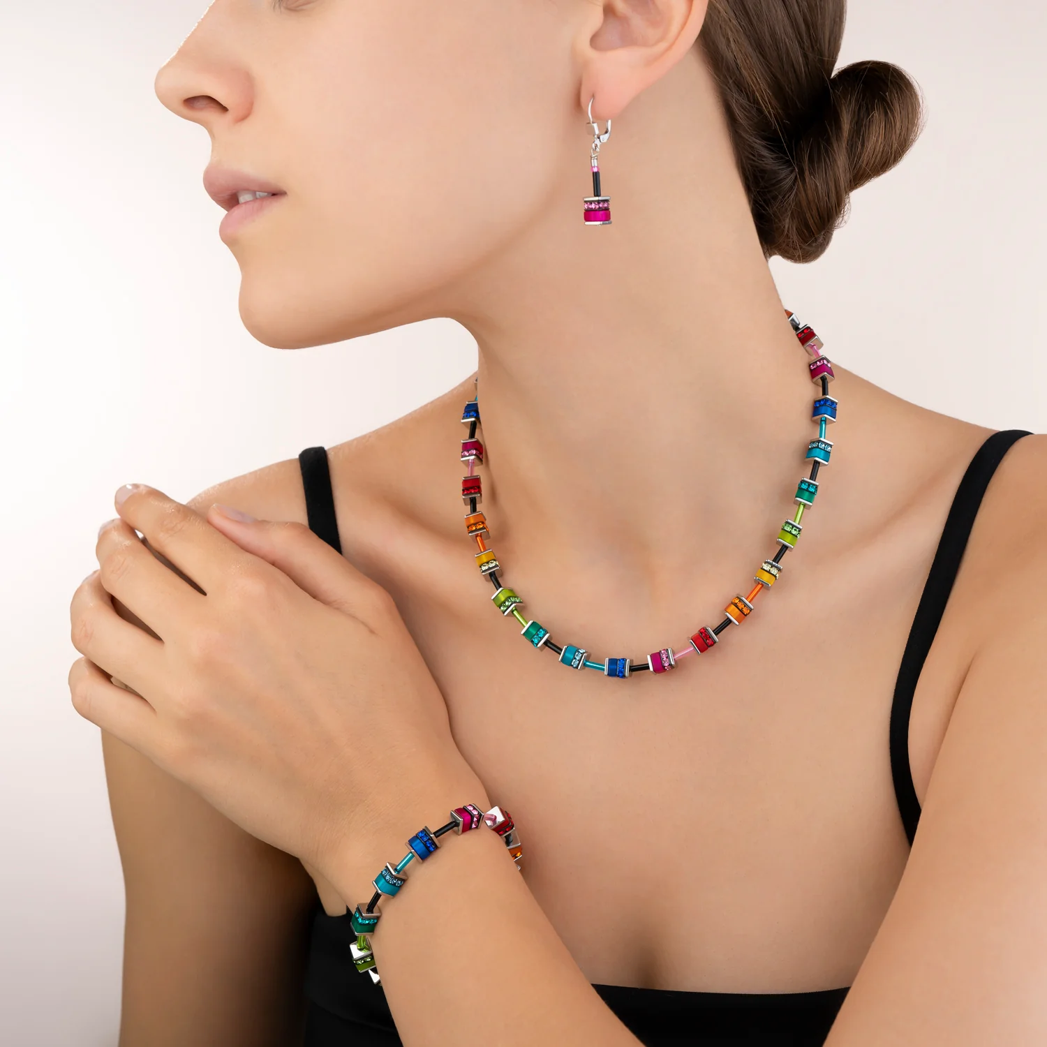GeoCUBE® Earrings classic polaris & rhinestone multicolour - Image 4