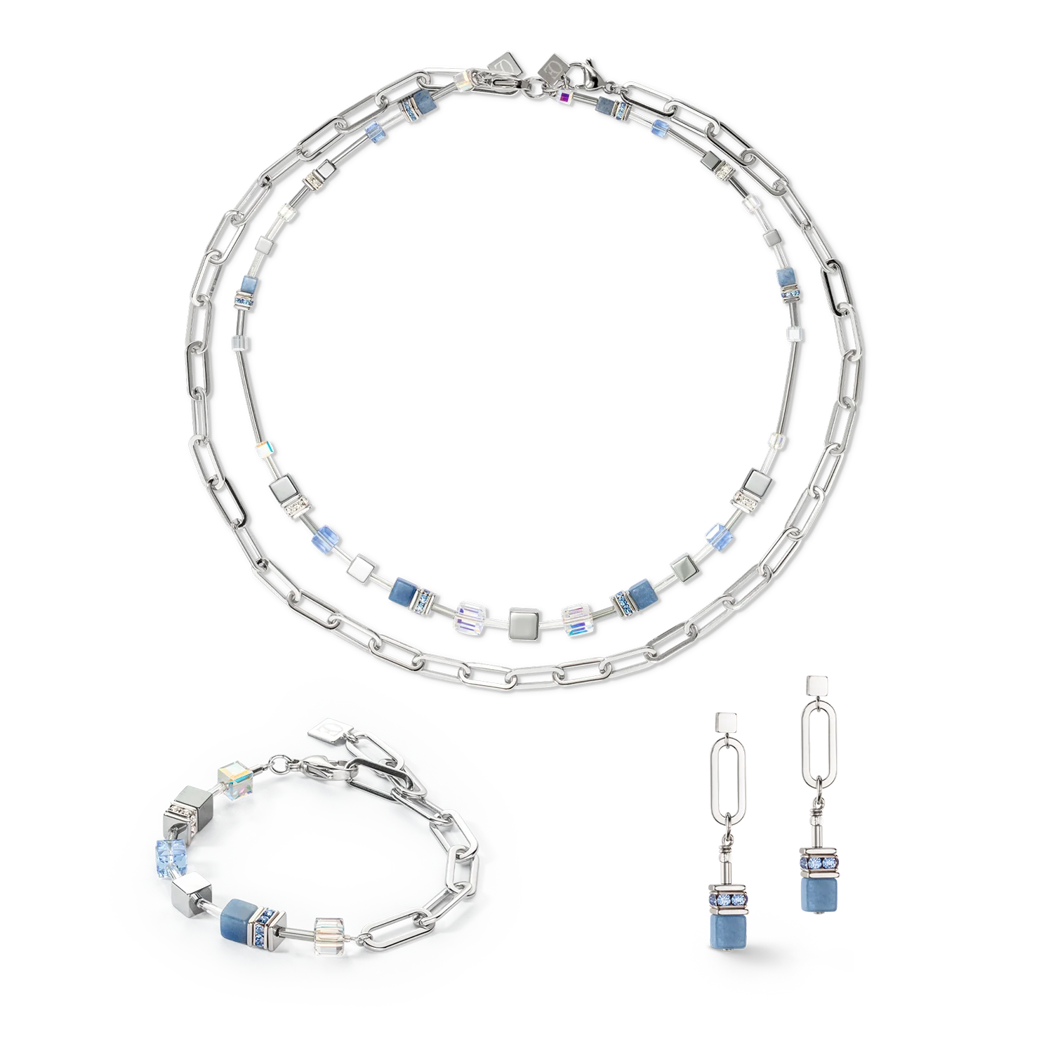 GeoCUBE® Fusion Chain necklace silver blue - Image 3