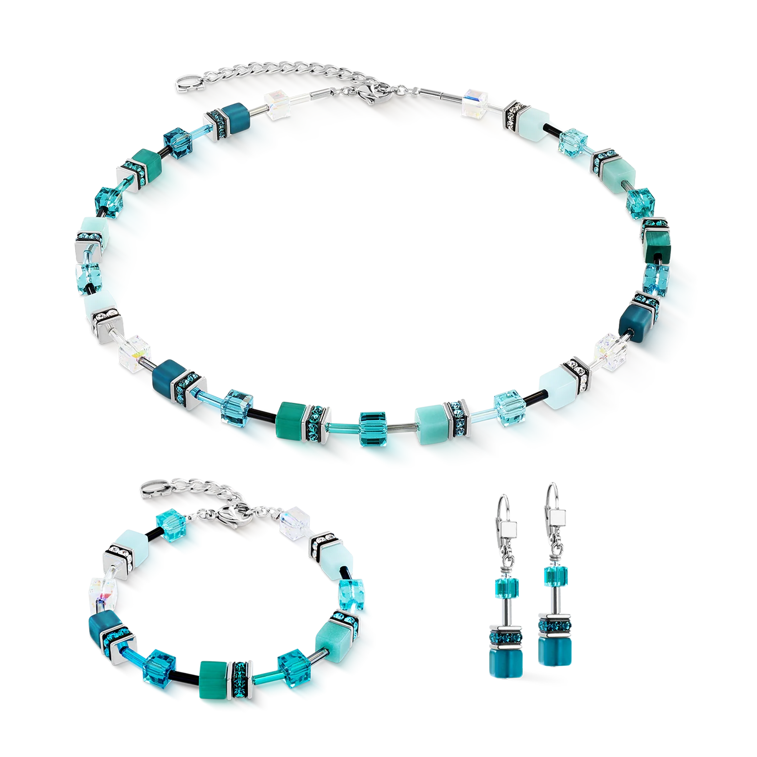 GeoCUBE® Iconic bracelet Teal silver - Image 3