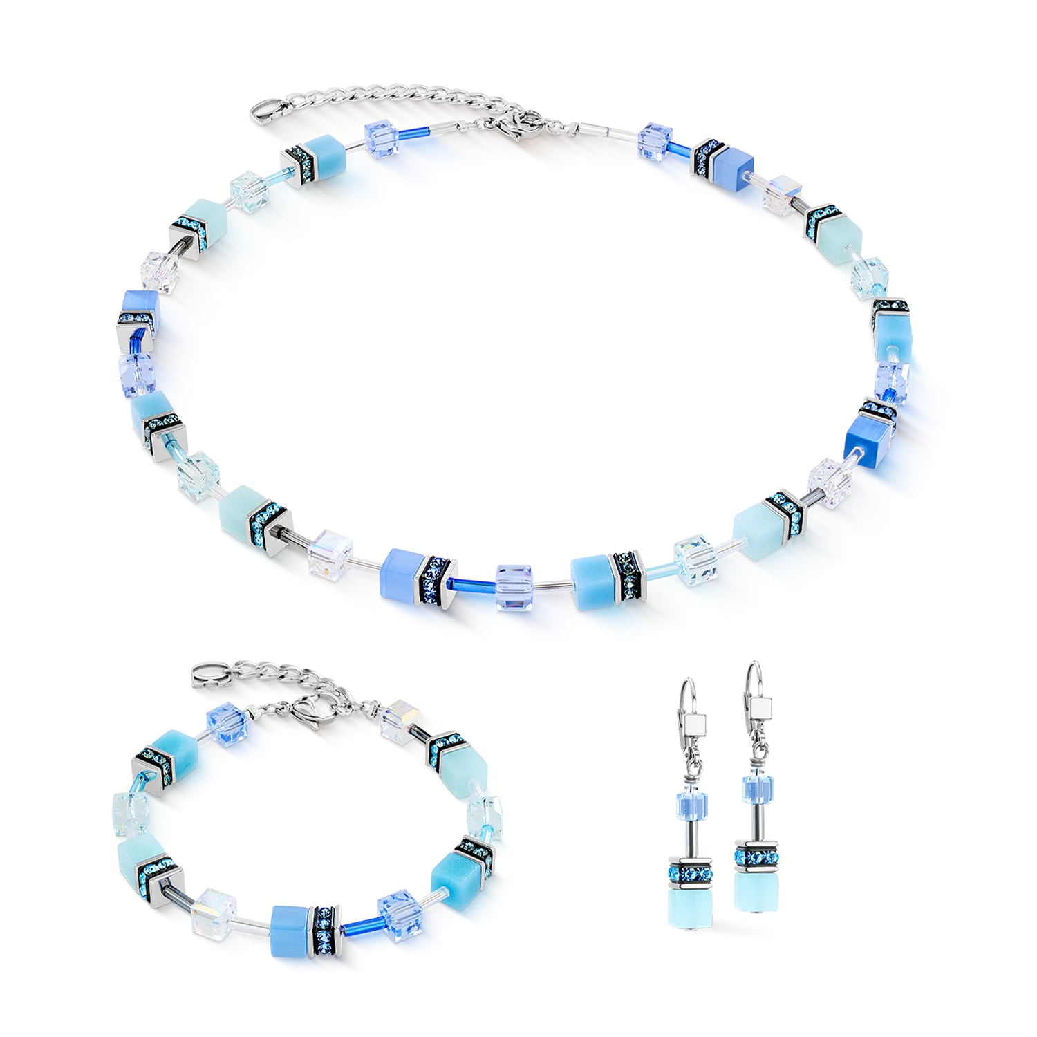 GeoCUBE® Iconic necklace aqua-blue - Image 3