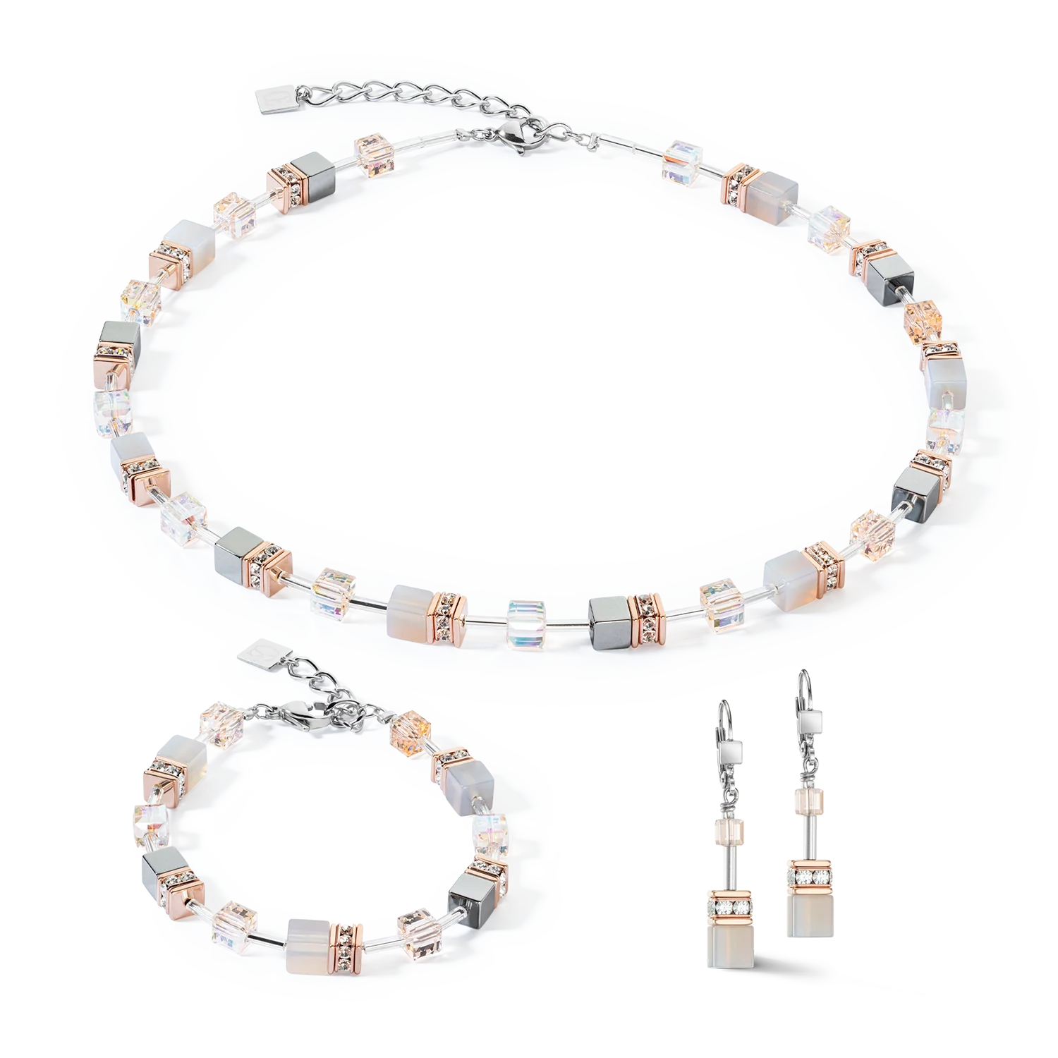 GeoCUBE® Iconic Precious necklace rose gold-peach - Image 3