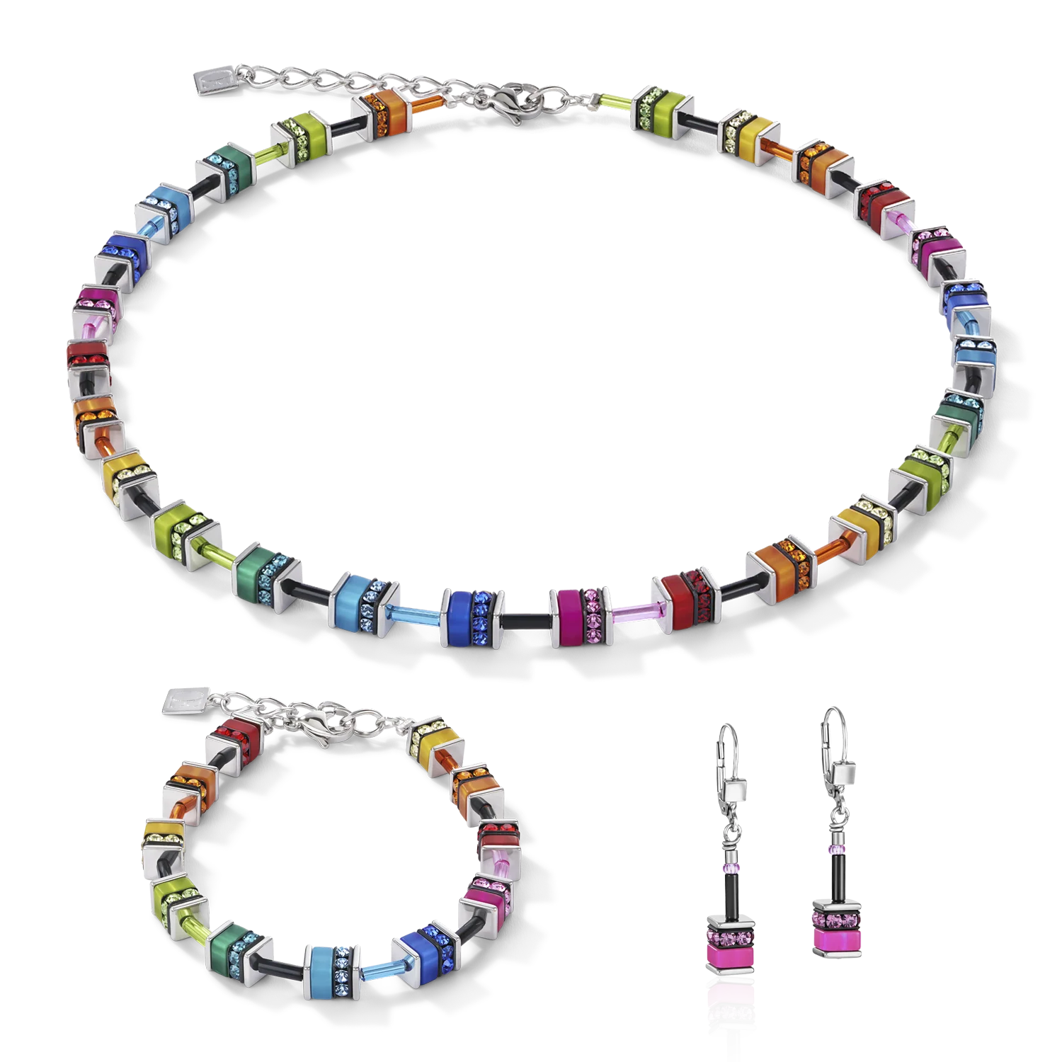 GeoCUBE® Necklace classic polaris & rhinestone multicolour - Image 3
