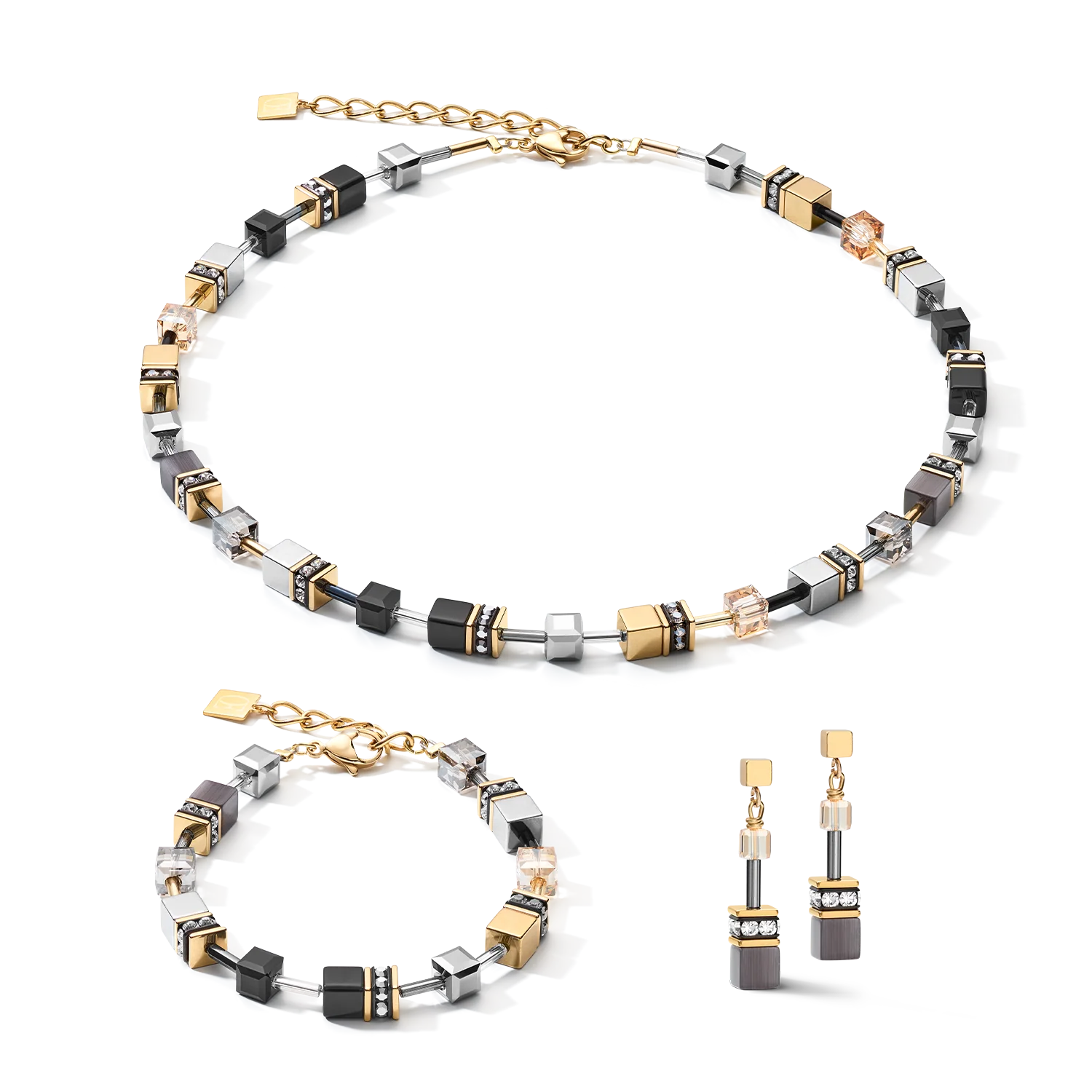 GEOCUBE® Necklace grey-gold - Image 3