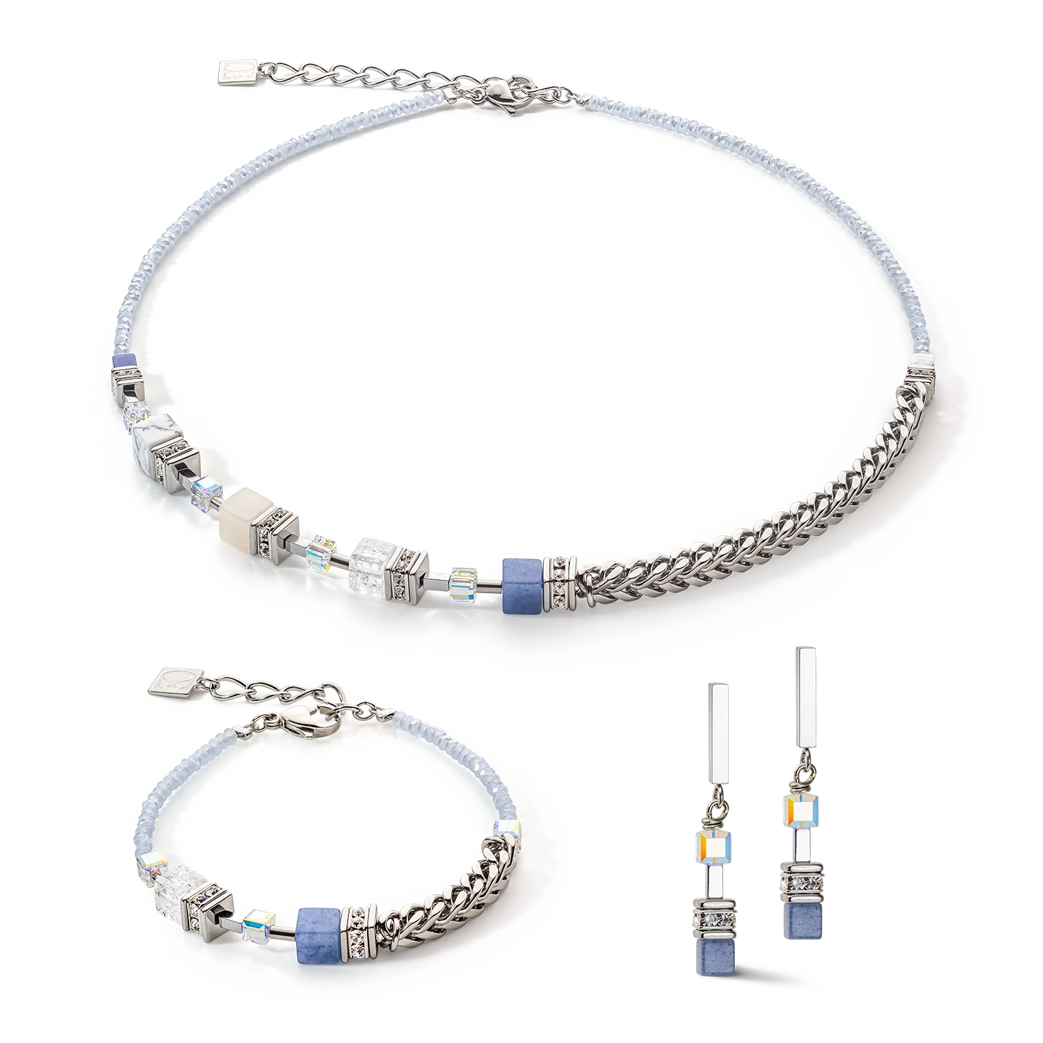 GeoCUBE® Precious Fusion Chunky Chain earrings light blue - Image 3