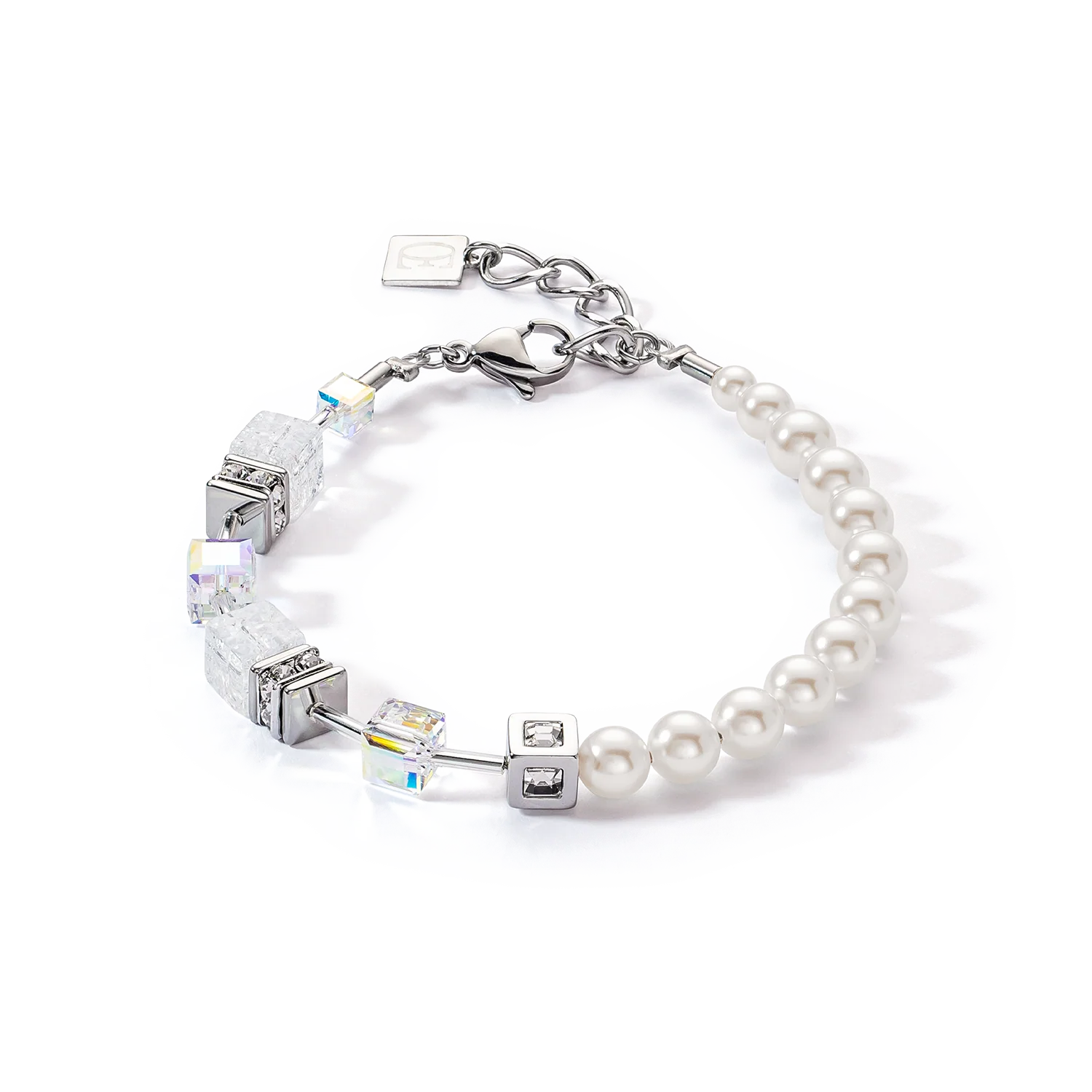 GeoCUBE® Precious Fusion Pearls bracelet white